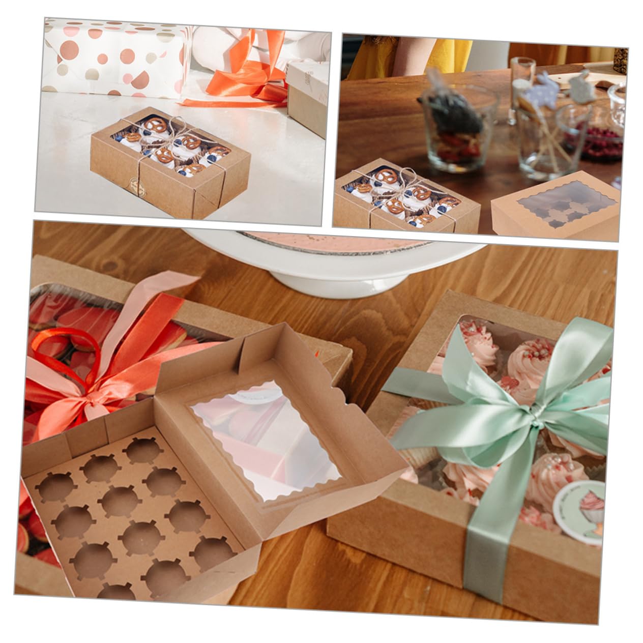 Cabilock Window Cupcake Boxes Paper 10 Pack Storage Containers for Muffins Pastries Cakes Bakery Boxes
