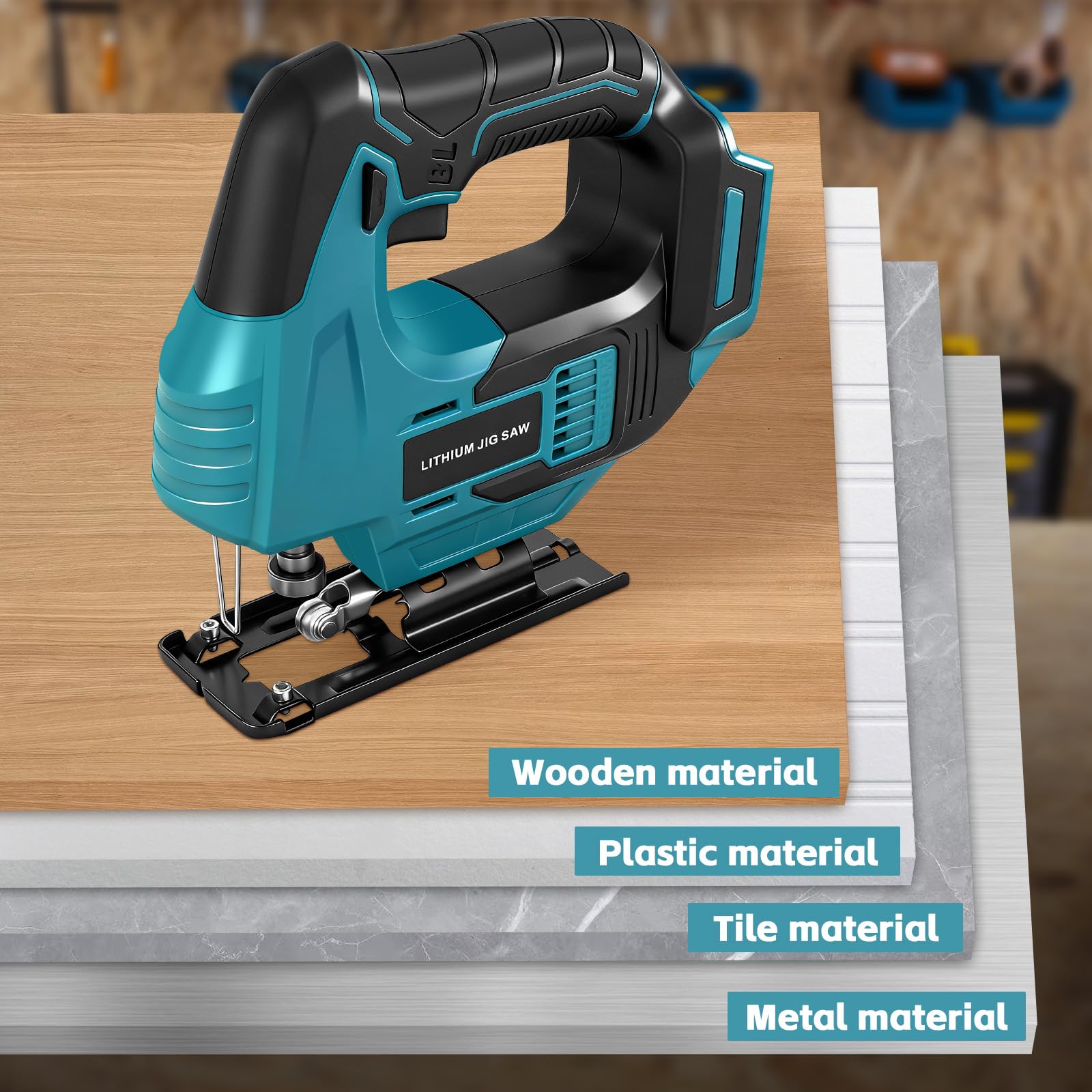 Sierra de Calar con Guía Láser para Makita 18V (sin Batería) | 450W, Sierra de Calar sin Escobillas, Inclinación 45°, Corte 55 mm, 10 Hojas y Maletín