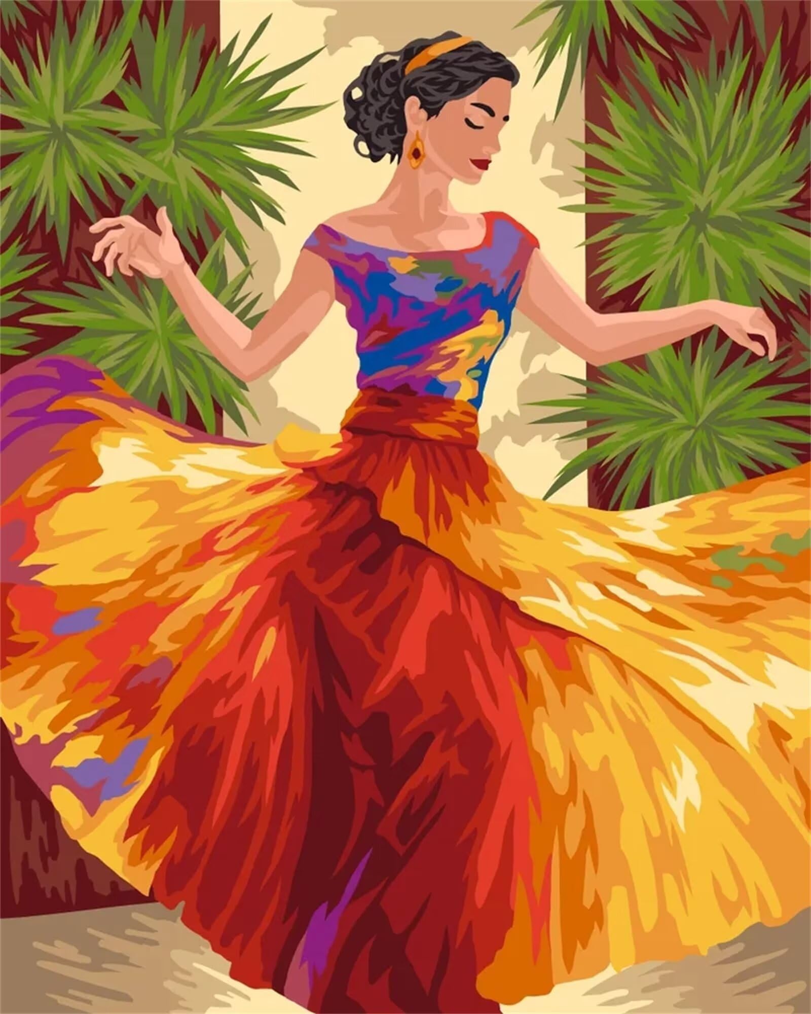 Dipingere con i Numeri Adulti,Bella donna che balla Pittura di Numeri a Olio Fai da Te kit di pittura acrilica per adulti Bambini,Con Pennelli e Colori Acrilici per casa Decor con Telaio,45x60cm