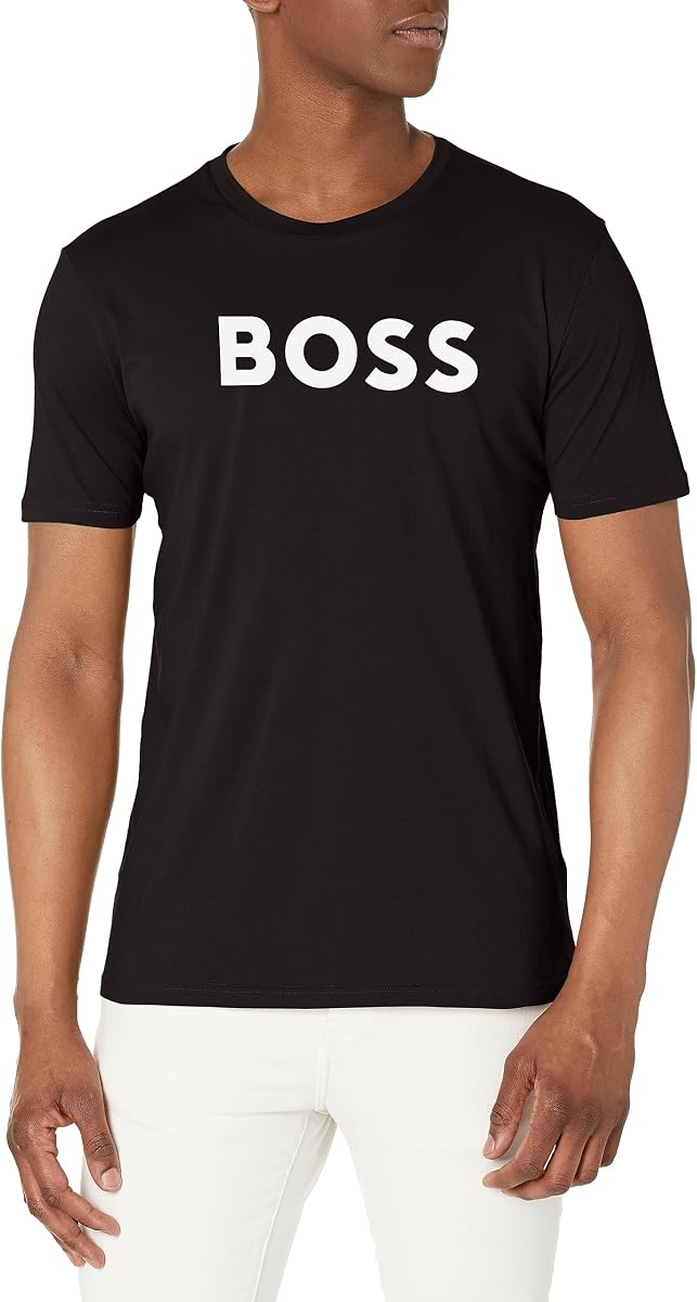 Camiseta de punto de algodón con logo grande para hombre