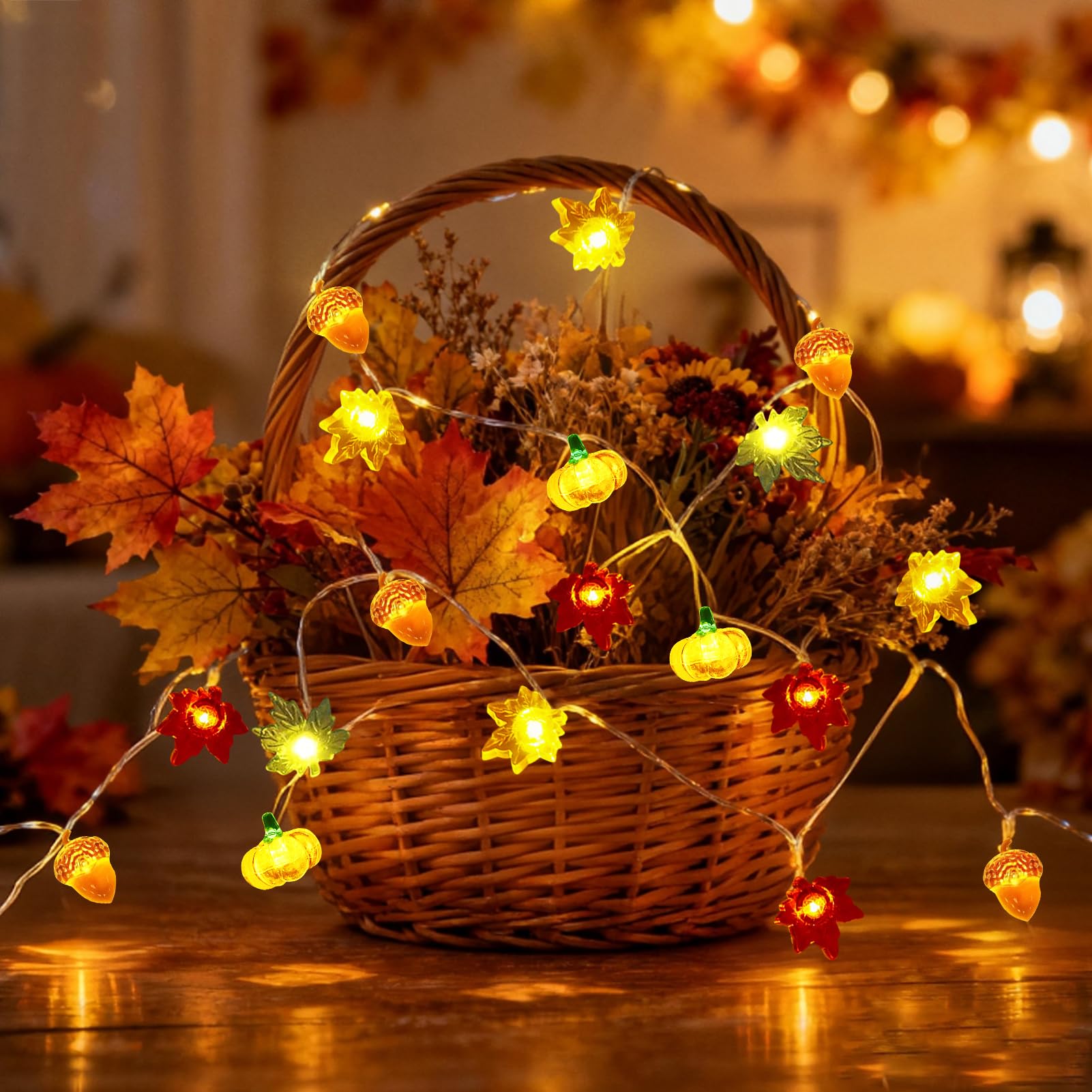 Herbst Fensterlichter – Batteriebetriebene LED Kürbis & Ahornblatt Deko, Für Halloween & Erntedank, Innen & Außen