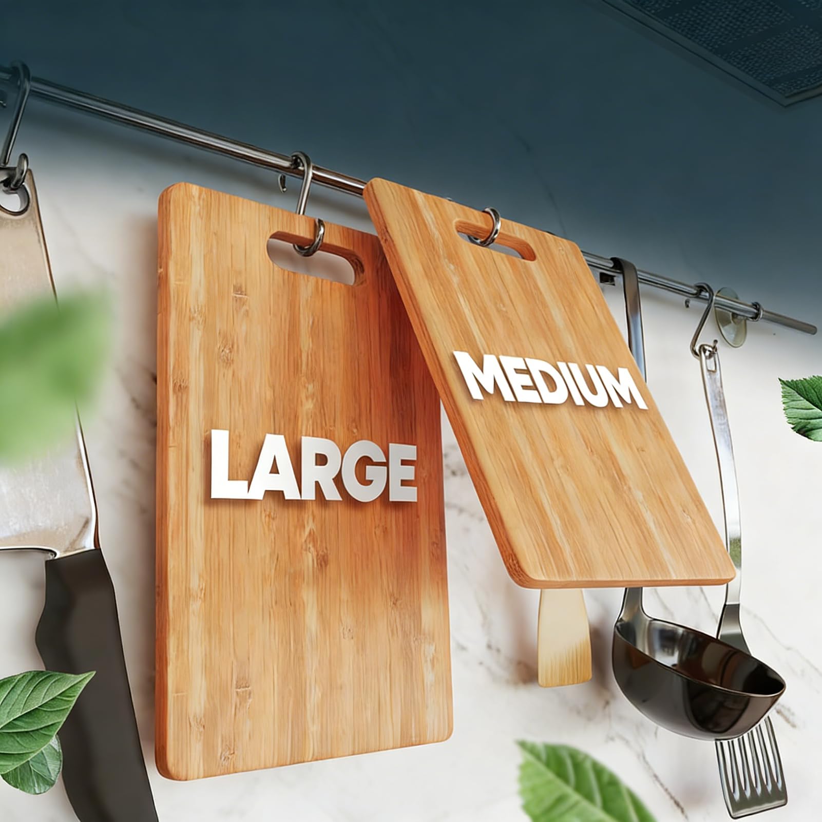 Tavola da taglio in legno 3PCS, Tavola da taglio a prova di bambù a prova di scivolo, Grado alimentare doppio lato, Tavoli da taglio a tappeto per carne, verdure