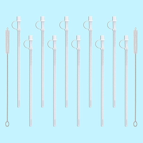 Miniatura 2 de Pajitas flexibles de 11 pulgadas para tazas jumbo (10) con 2 cepillos de limpieza para popotes