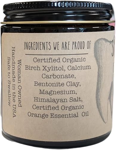 Miniatura 3 de Tarro de vidrio orgánico vegano sin flúor Remineralizante Diente Polvo Seguro para Niños Naranja