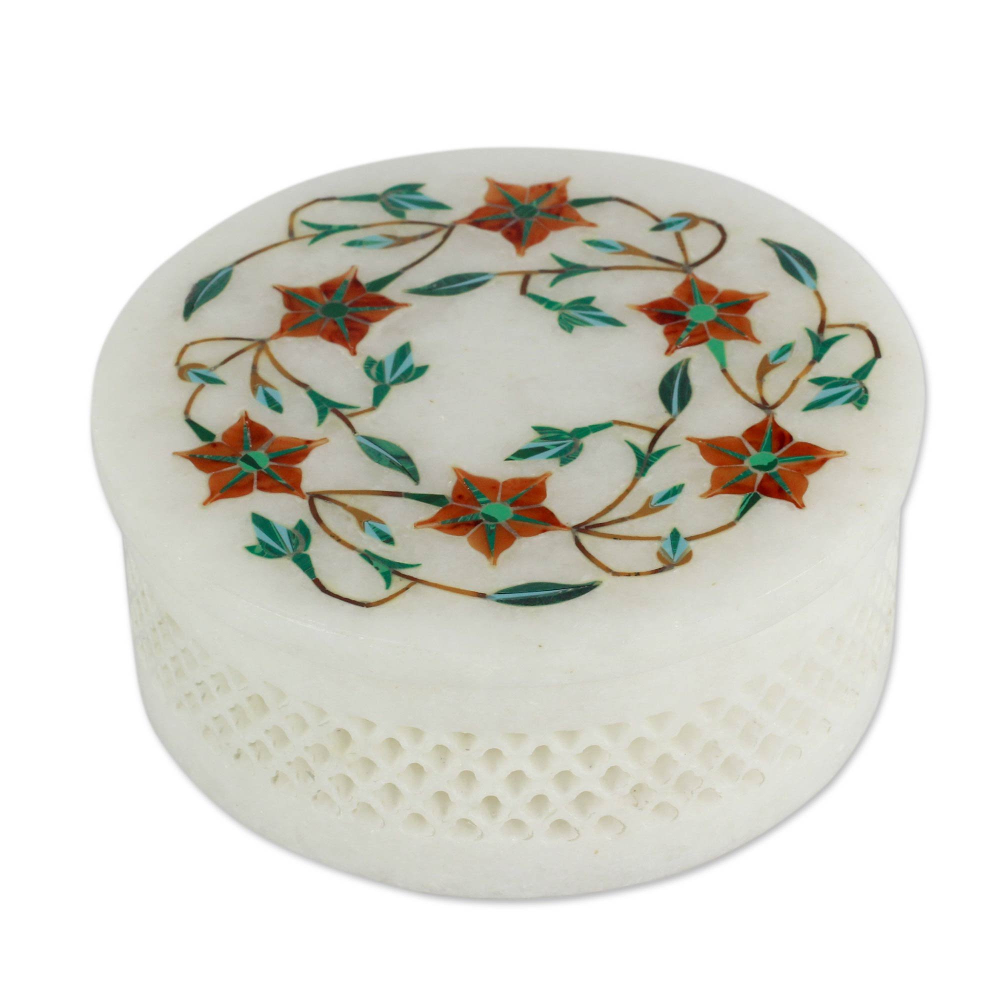 NOVICA Mármol Joyería Caja, Entramado Lace-Parent (199421-p