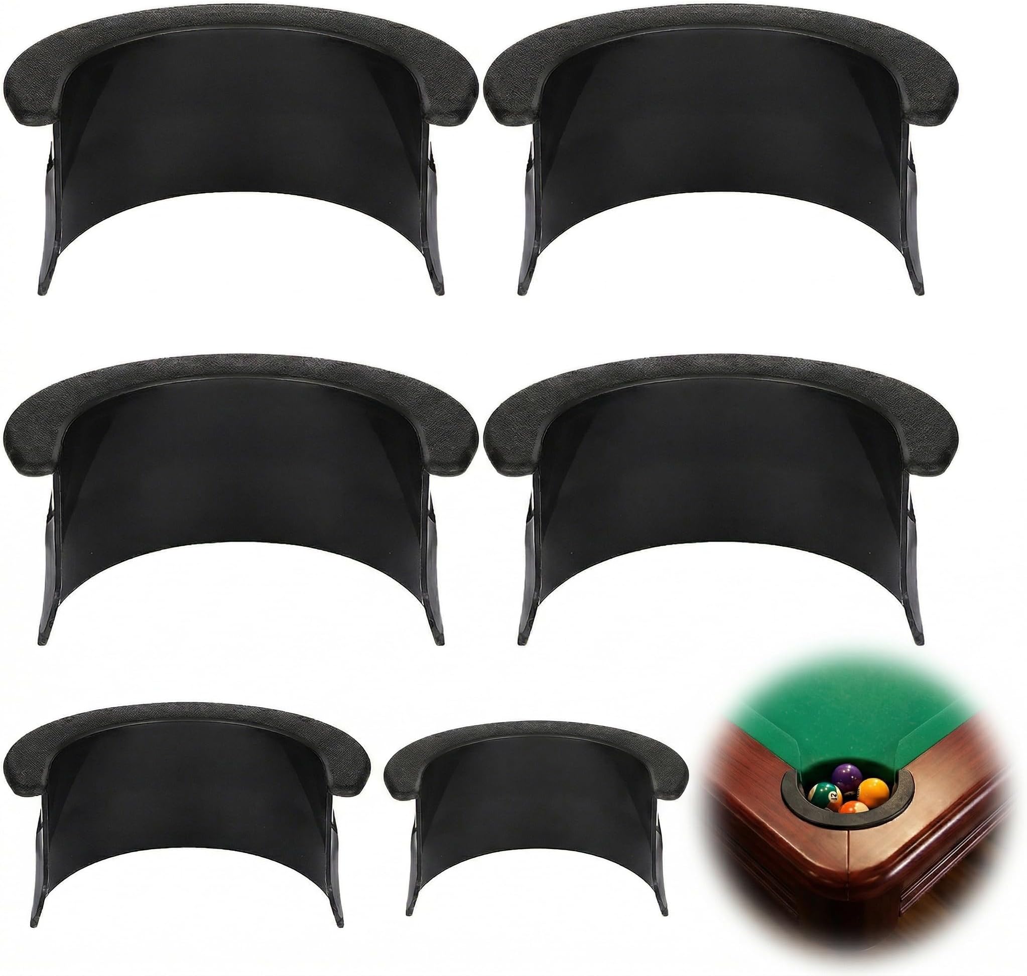 DOITOOL 6 Pcs Pool Table Pocket Liners, Black Plastic Billiard Pocket Replacement Inserts Set, Pool Table Accessories for Home and Bar Maintenance