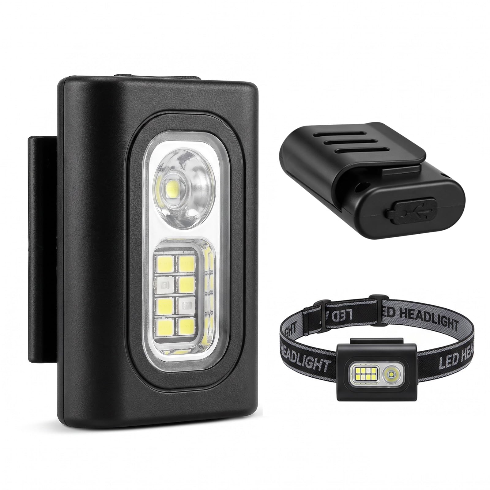 hautllaif Clip On Torch,1200LM LED Running Light,White Light