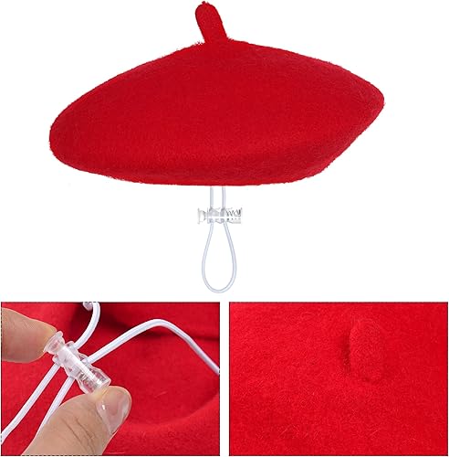 choyaxo 1pcs Dog Beret Funny Artist Dog hat for Small Dogs Cat Halloween(red)