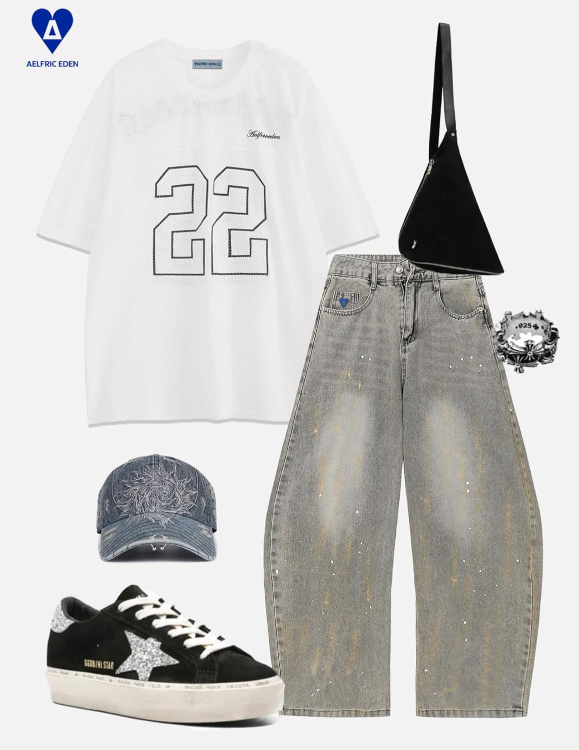 Aelfric Eden Baggy Barrel Jeans Ink Splash Wide Leg Jeans Womens Mens Retro Washed Unisex Streetwear Y2K Casual Denim Pants - Image 6