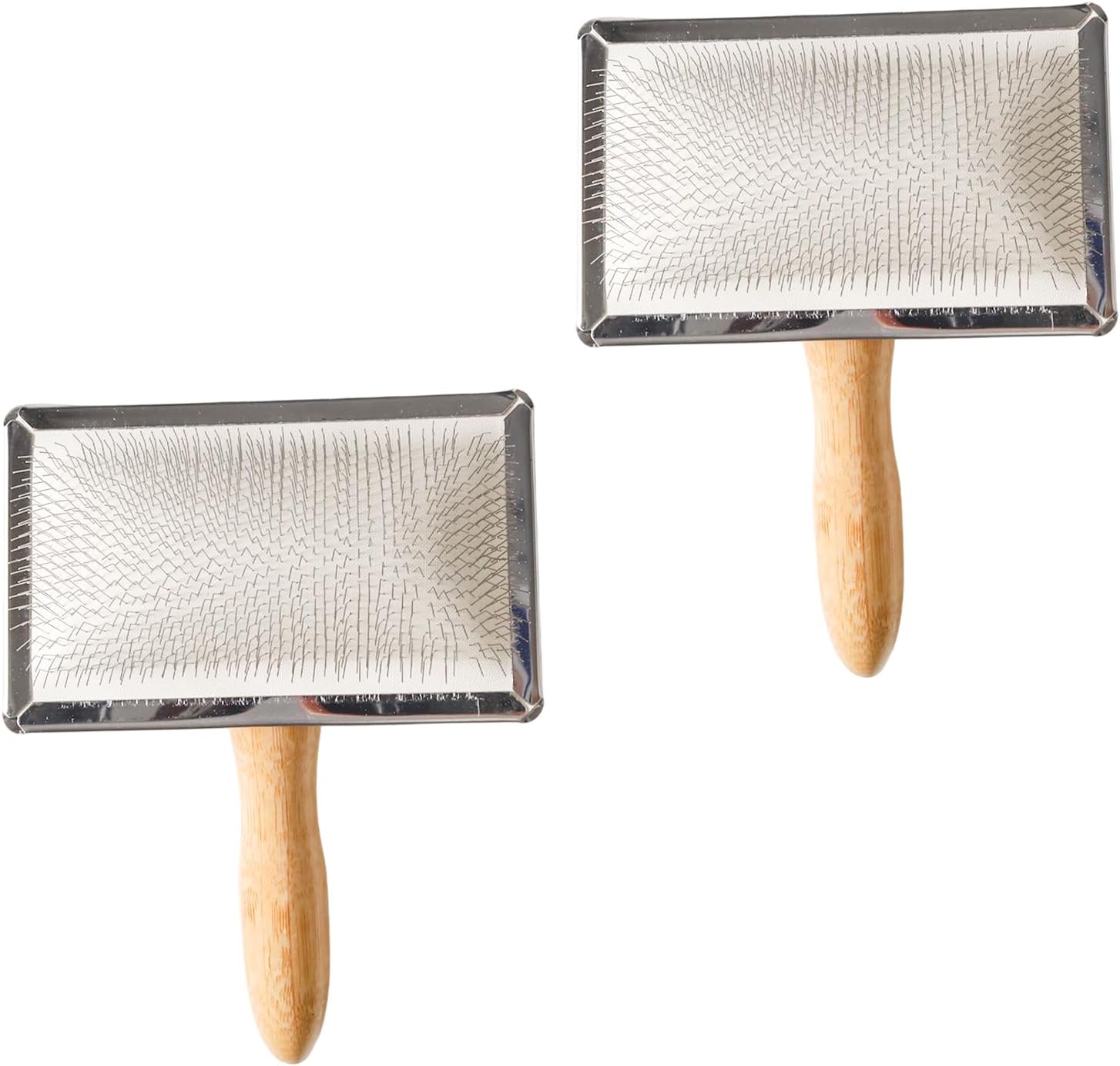 Yinluluna 2 Pcs Wool Carders, Needle Felting and Pet Grooming Tools with Solid Wood Handle, Hand Carding Spinning Slicker Brushes for Yarn Blending or Craft Felt Project (Black)