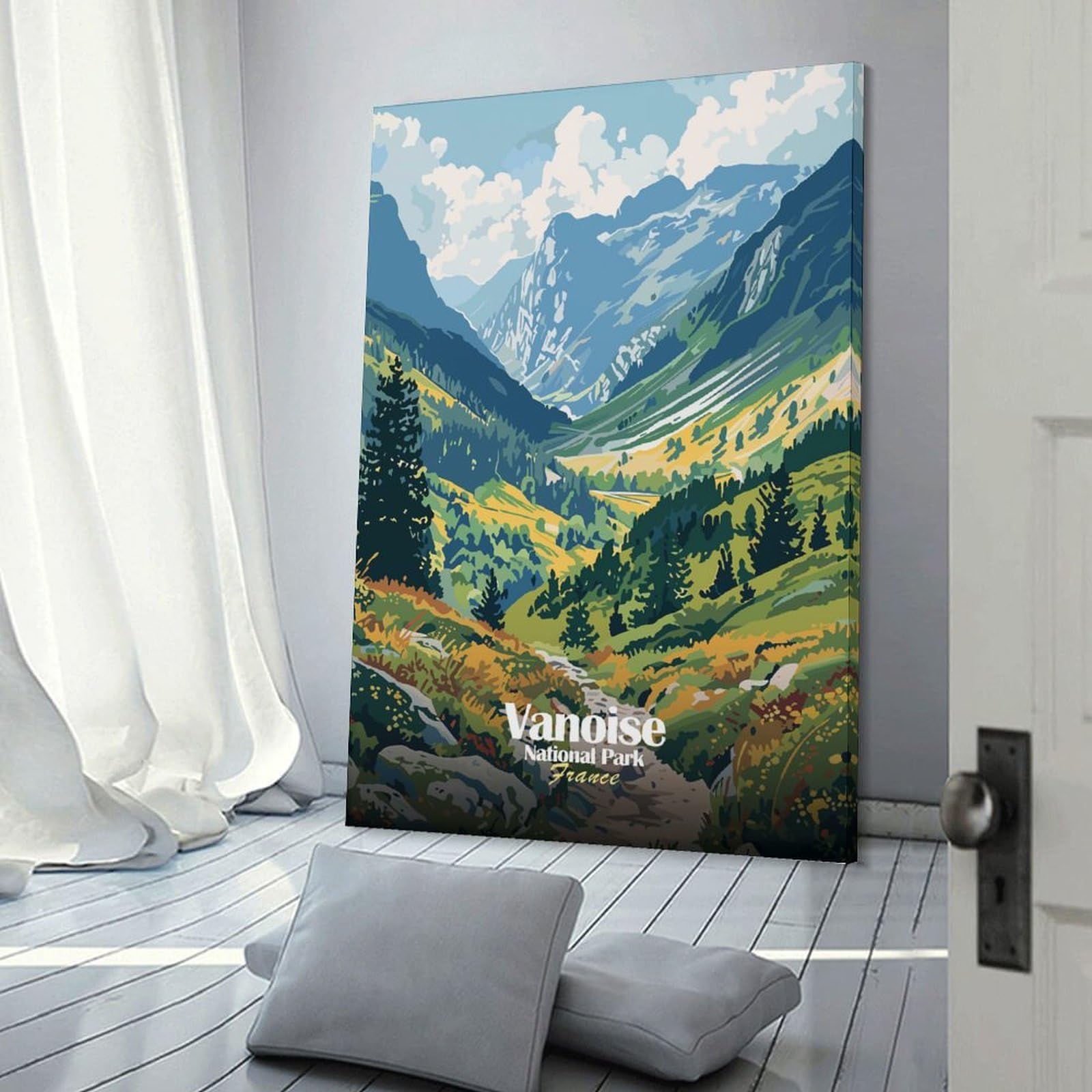 Junmoney Vanoise National Park France Landscape Art Hanging Wall Art, 20x30inch(50x75cm), for Bedroom, Guest Room Or Reading Nook, Home Artwork with A Soft Interior Feel