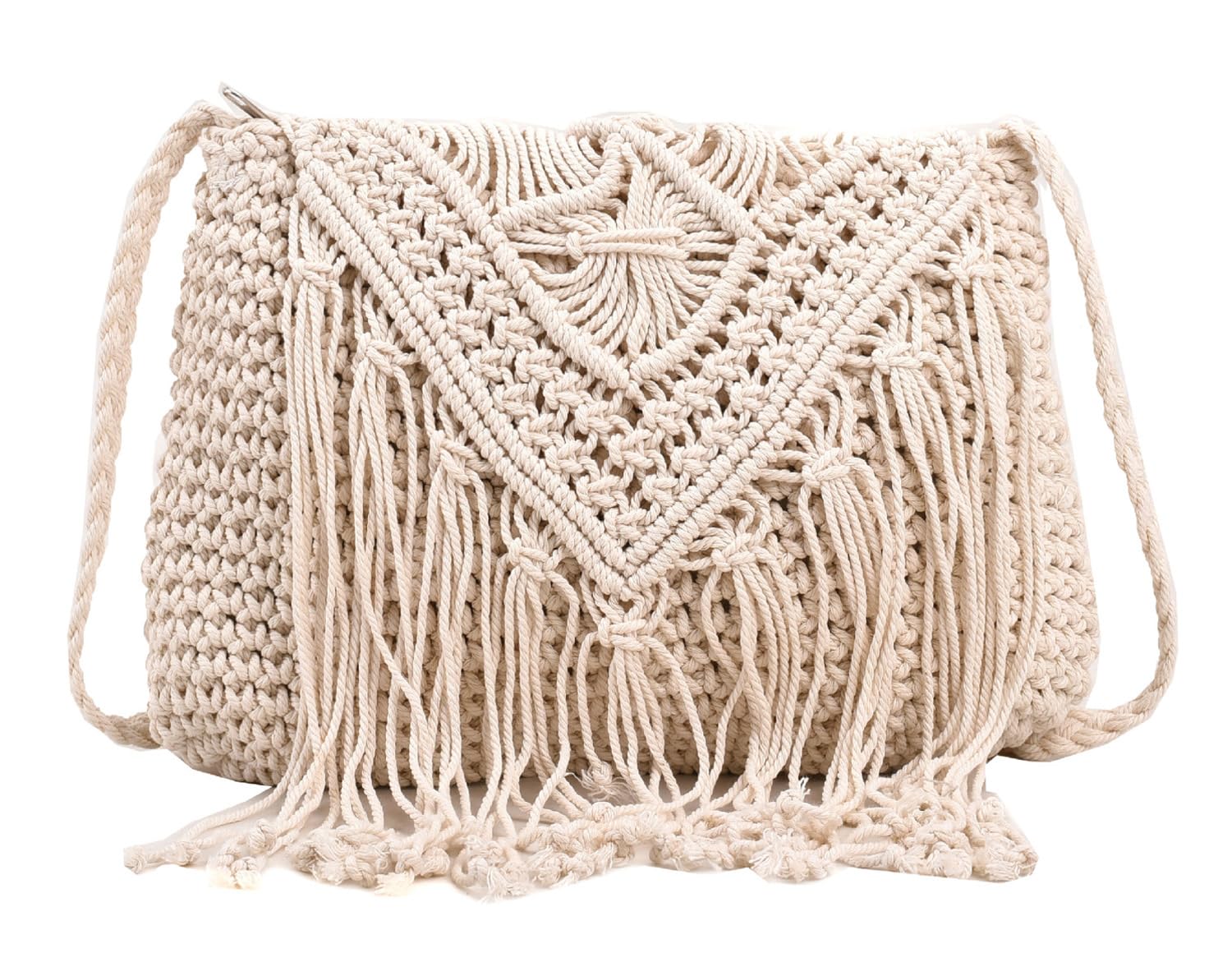 Crochet Crossbody Purse for Women Macrame Hobo Purse Handwoven Boho Summer Beach Shoulder Bag Tassels Crochet Tote Handbag