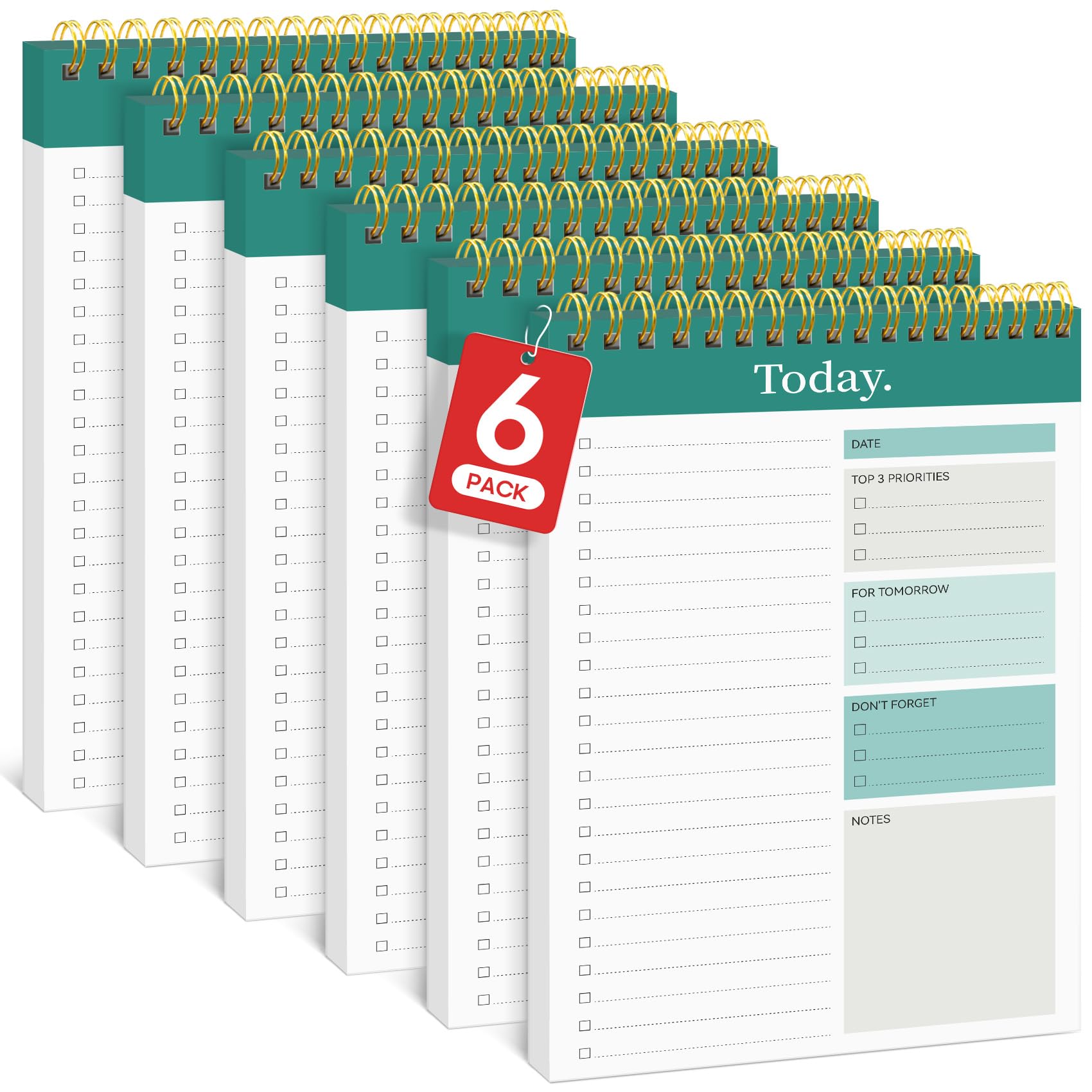 Confezione da 6 blocchi per lista delle cose da fare, per lavoro, con 52 fogli, agenda giornaliera senza data, perfetto per attività quotidiane e impostazione degli obiettivi, blocco note per lista