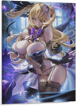 Hot Anime Sexy Girl Poster Hot Sexy Lady Wall Art Cartoon Canvas Art Posters Home Bar Kitchen Coffee Man Cave Garage Wall Decor Art Frameless 12x16inch