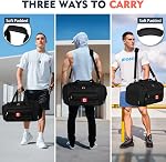 NUBILY Sac de gymnastique Hommes 40L Grand sac à bandoulière avec compartiment de chaussures & Wet Pocket Sports Waterproof Weekender Sac avec DIY Strap Carry On Duffle pour la campagne de vacances de gym, Noir