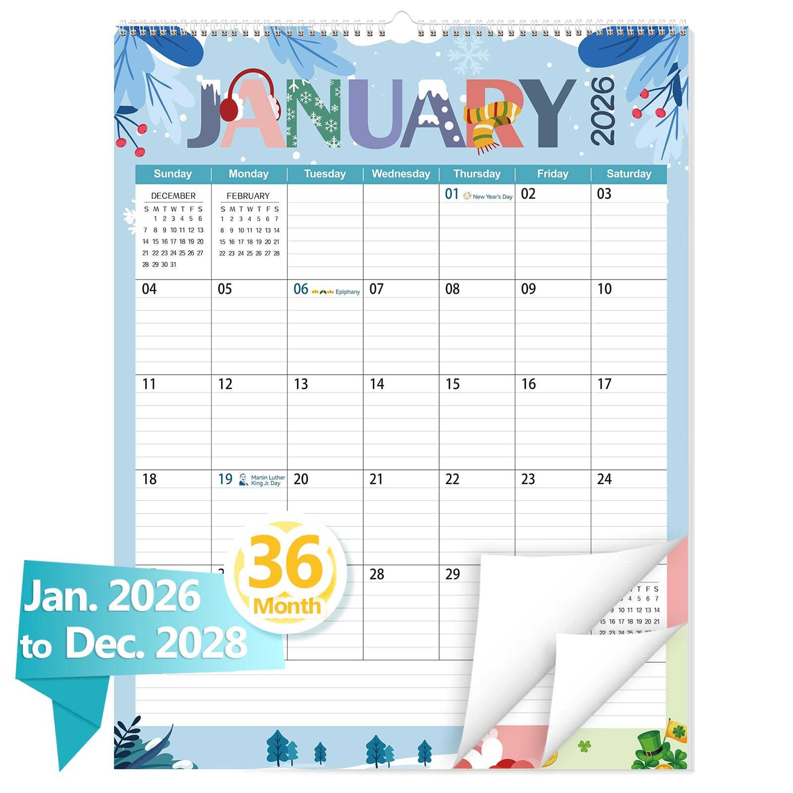 Amazon.com: GuassLee Extra Large Wall Calendar 2026-2028, 36-Month