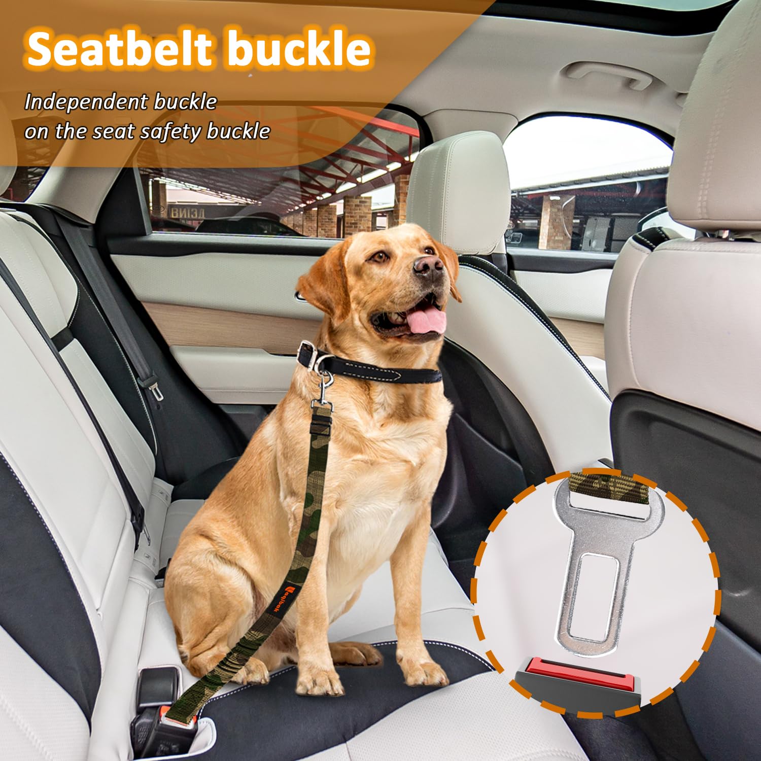 Amazon.com : Removable Dog Seat Belt Harness for Car, 3 in 1 Pet Dog Car  Seatbelt Leash, Retractable Restraint Secures to Vehicle Headrest &  Adjustable Reflective Bungee Dog Seatbelt Tether, Camouflage : Pet Supplies