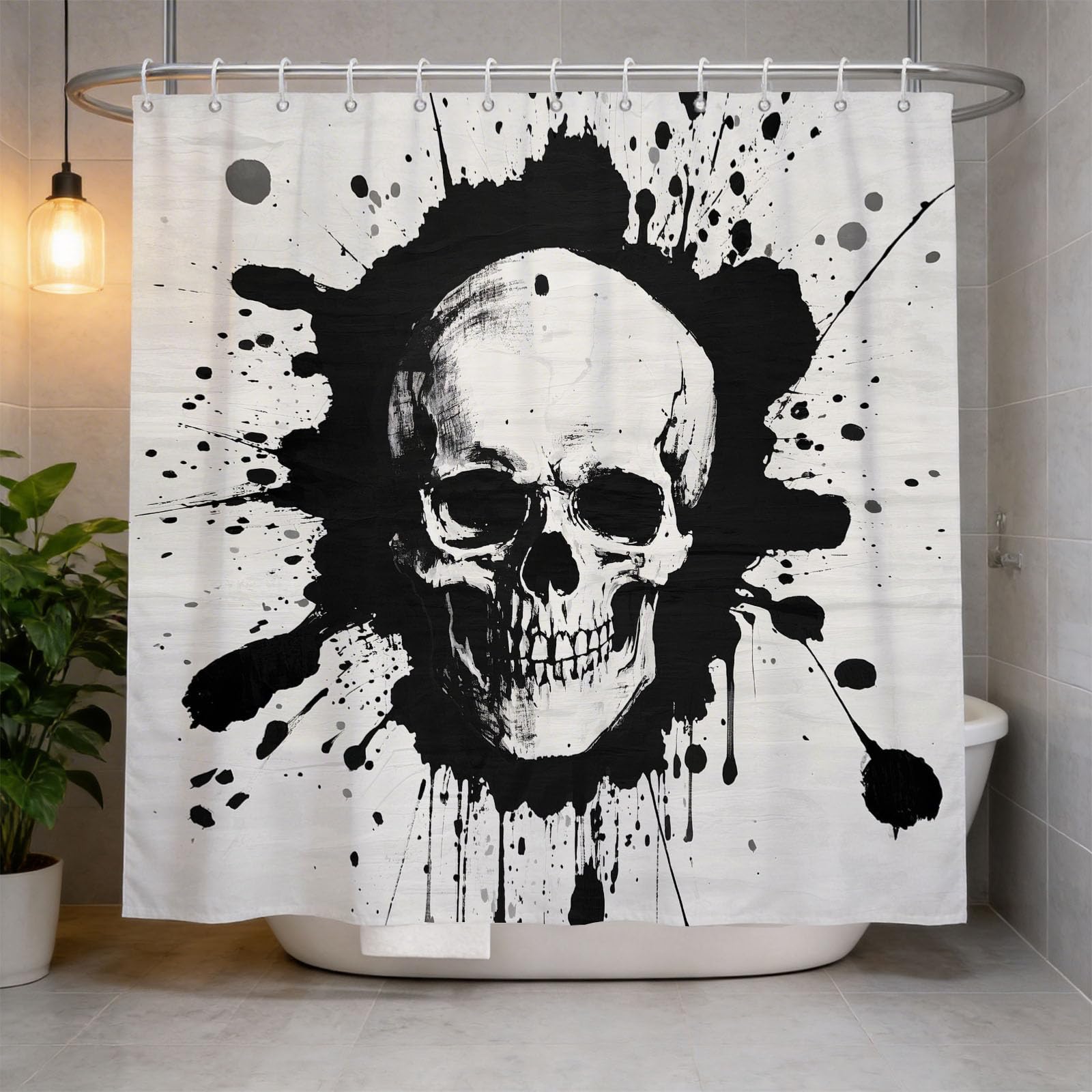 Hongduo 3D Skulls Shower Curtain for Stalls Bathtubs Horror Skeleton Bathroom Decor Shower Curtain Set Polyester Fabric Waterproof 180x180cm/71X71 Inch with Hooks