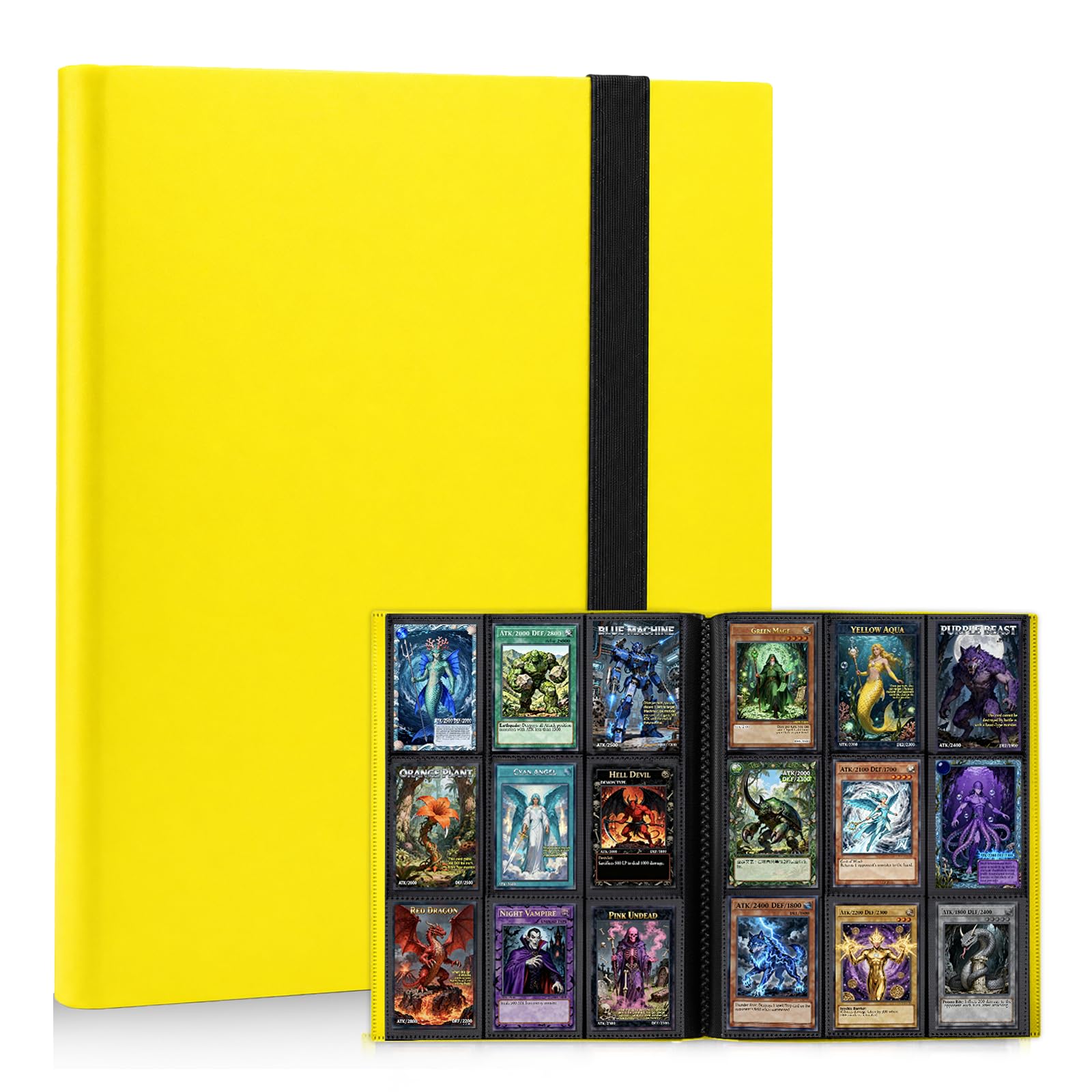 KIOEEE Card Binder 9 Pocket, PP Cover Trading Card Binder for 396 Cards, Sturdy Card Collection Album, Card Holder Folders for MTG, TCG, Game Cards & Sports Cards (Yellow)