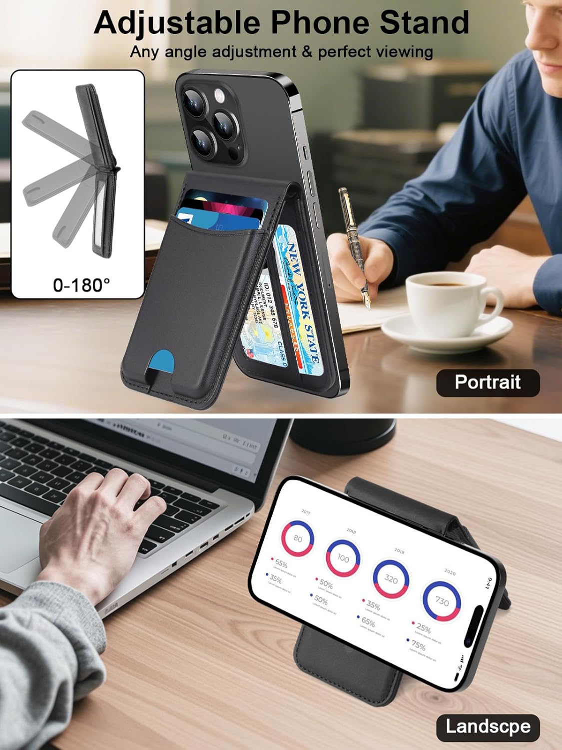 TopMade for MagSafe Wallet, Works with Apple Find My, Strongest Magnetic Wallet for iPhone 17/16/15/14/13/12 Series, Magnetic Card Holder with Adjustable Stand, 6 Cards Holder, Carbon Fiber Black - Image 6