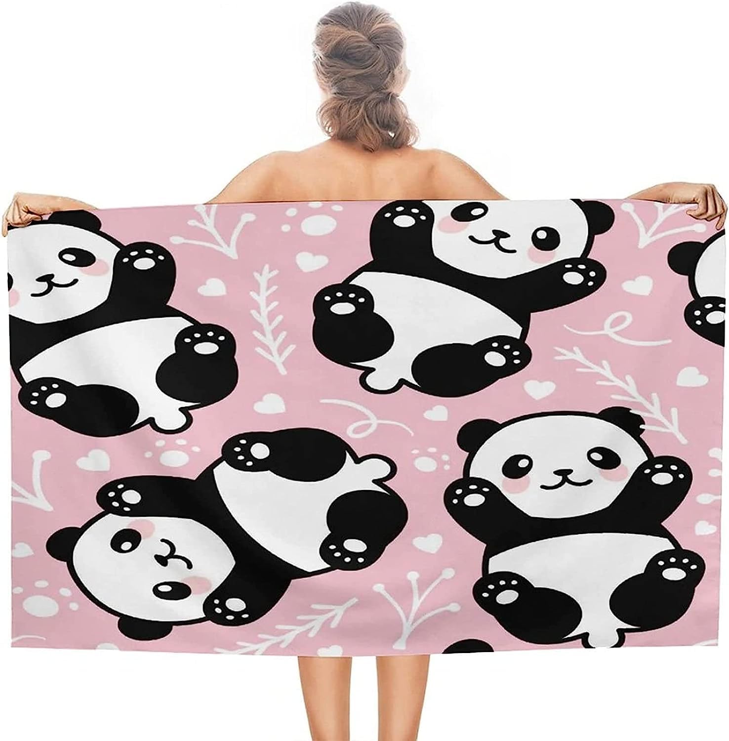 Serviette De Plage 3D Panda Animal De Dessin Animé, Serviette De Bain XXL 200 X 200 Cm Microfibre À Séchage Rapide, Serviettes De Plage Enfant Femme Homme Drap De Plage pour Natation Picnic -4H1U