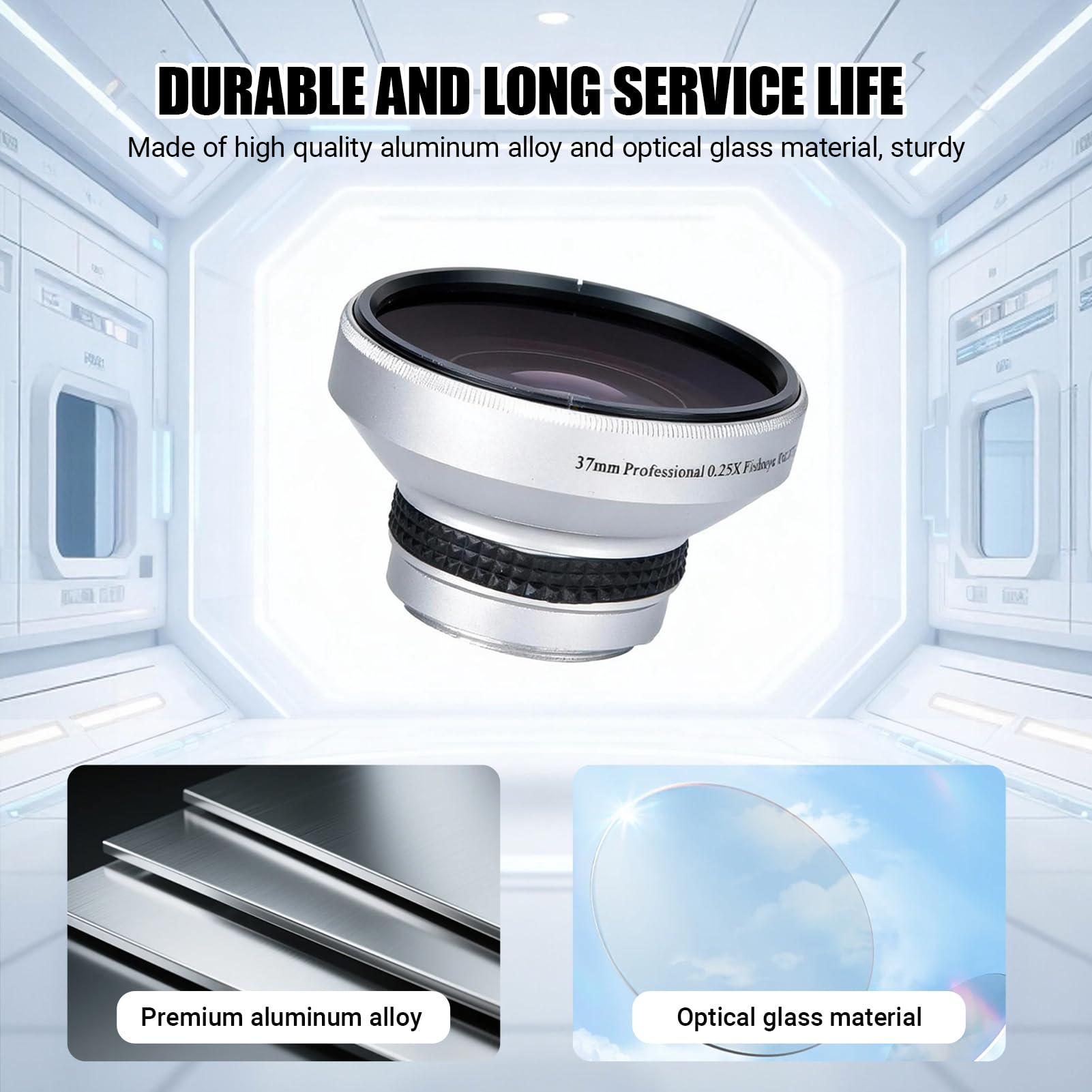 Argento Forte applicabilità 37mm 0.25X Super Fisheye Lente aggiuntiva per obiettivi per fotocamera calibro 37mm Obiettivo fotografico per fotocamera, è per obiettivo per