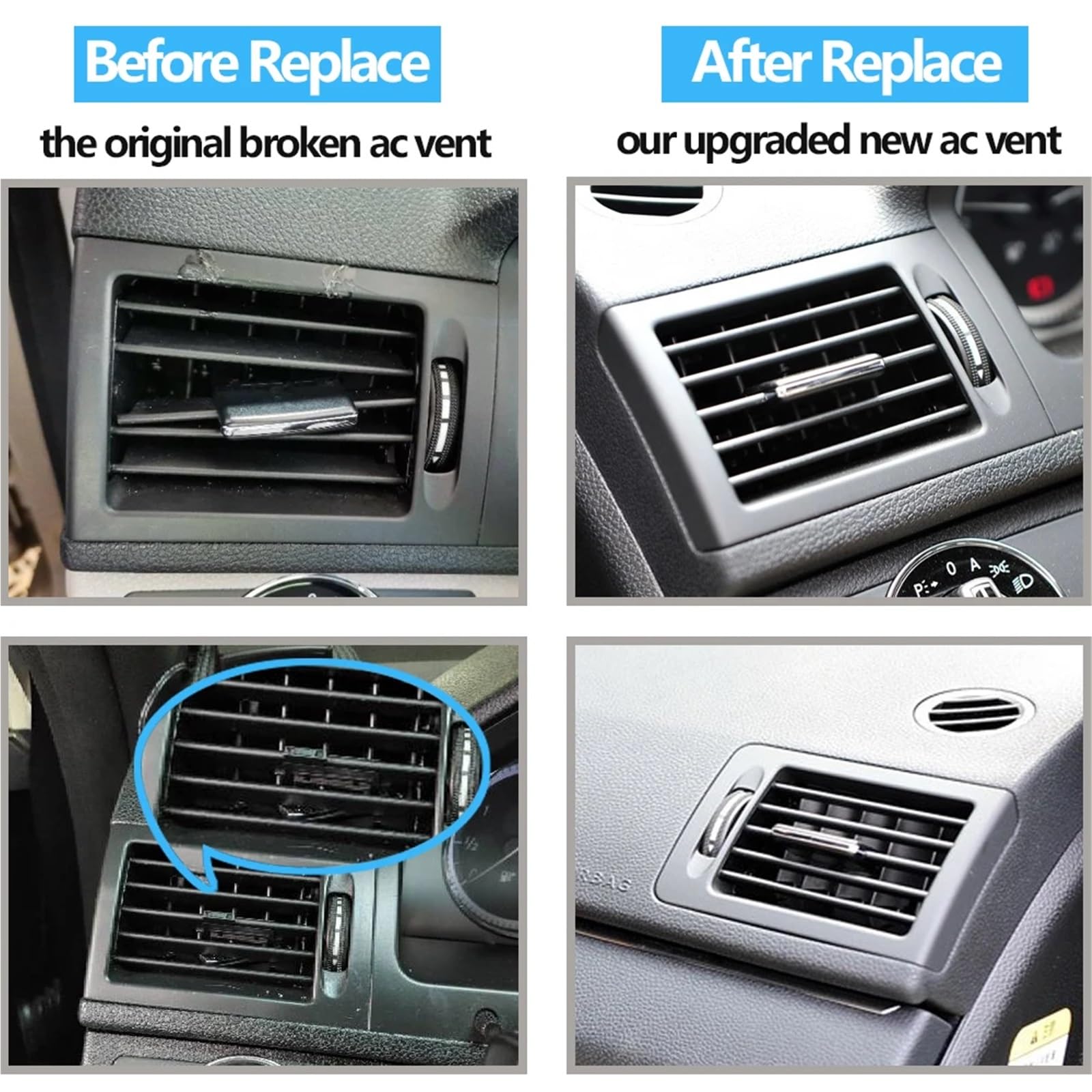 Pokrywa kratki wentylacyjnej LHD RHD W204 konsola klimatyzator AC Vent Grille Panel pasuje zamiennik do Mercedes Benz klasy C C180-C350 2007-2011 AC (średnia standardowa) (LHD po prawej)