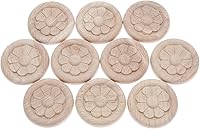 Vista 1 de MUXSAM Paquete de 10 calcomanías redondas de flores talladas en madera para decoración de muebles de puerta de armario (2.36 pulgadas)