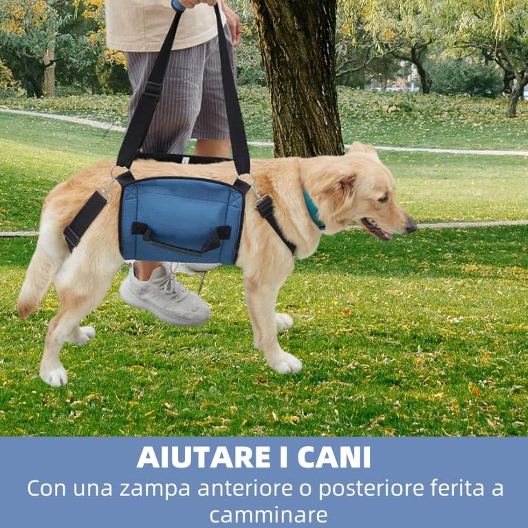 CUEMOON Hundetragegurt,Blau Notfallrucksack Unterstützung für Rehabilitation Hundelift Geschirr, Hundeträger für ältere Hunde Gelenkverletzungen, XL
