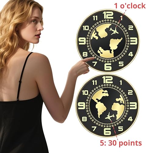 Miniatura 3 de Reloj de pared de 12 pulgadas, marco de metal alimentado por batería, puntero silencioso, aspecto fresco y elegante, imita la rotación de la tierra,