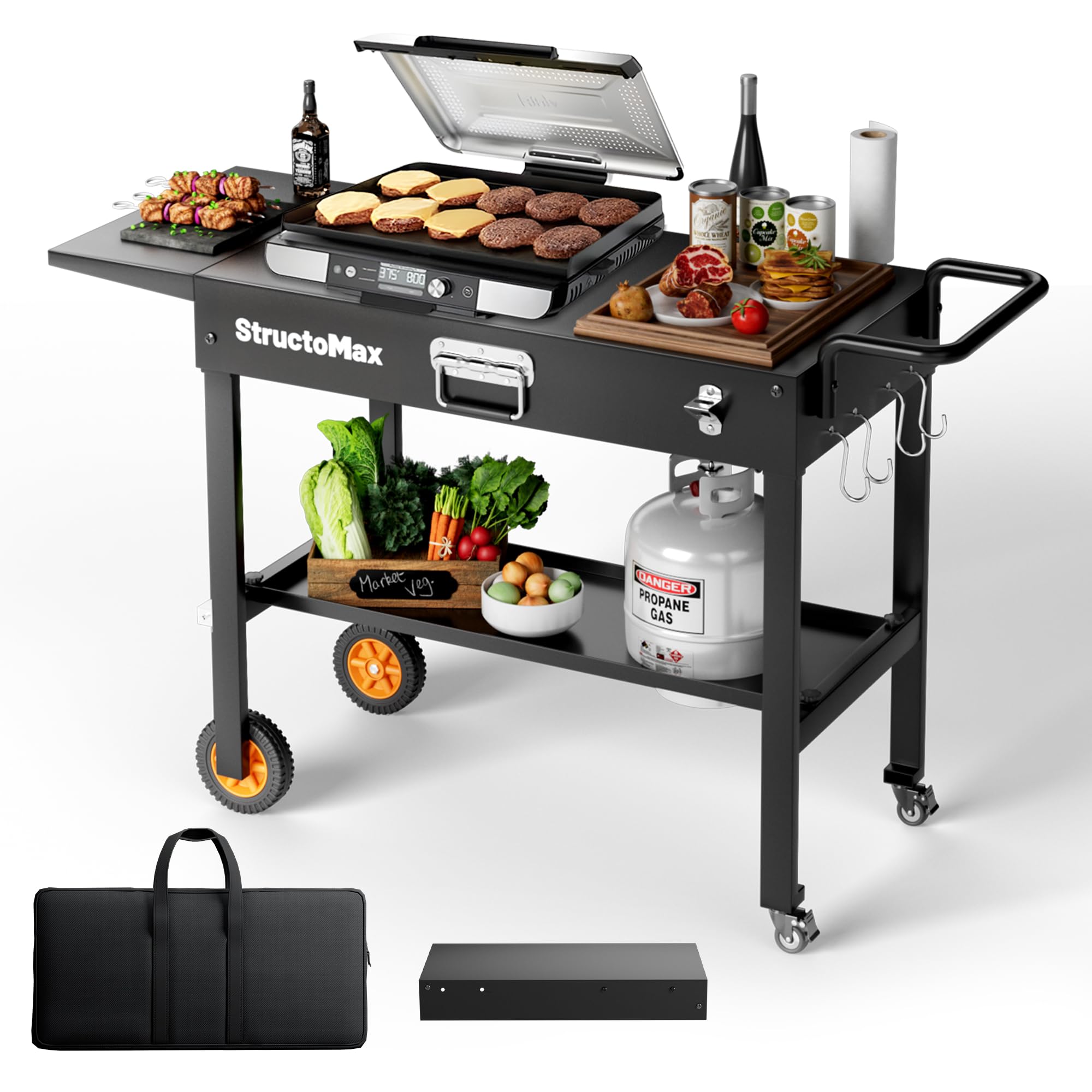 Amazon.com : StructoMax Outdoor Grill Table, Portable Grill Cart