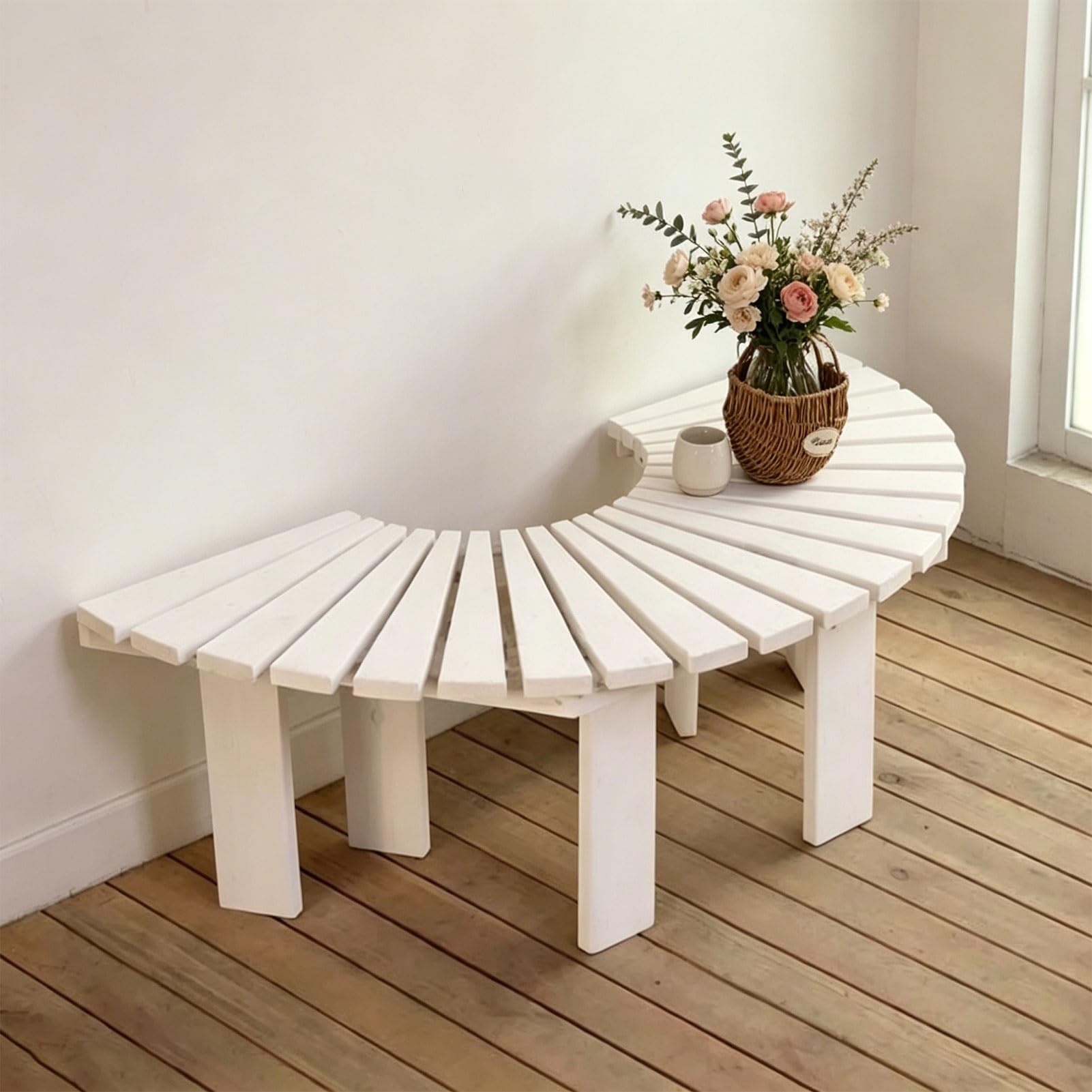 Taburete de madera maciza para rodear árboles y decorar jardín