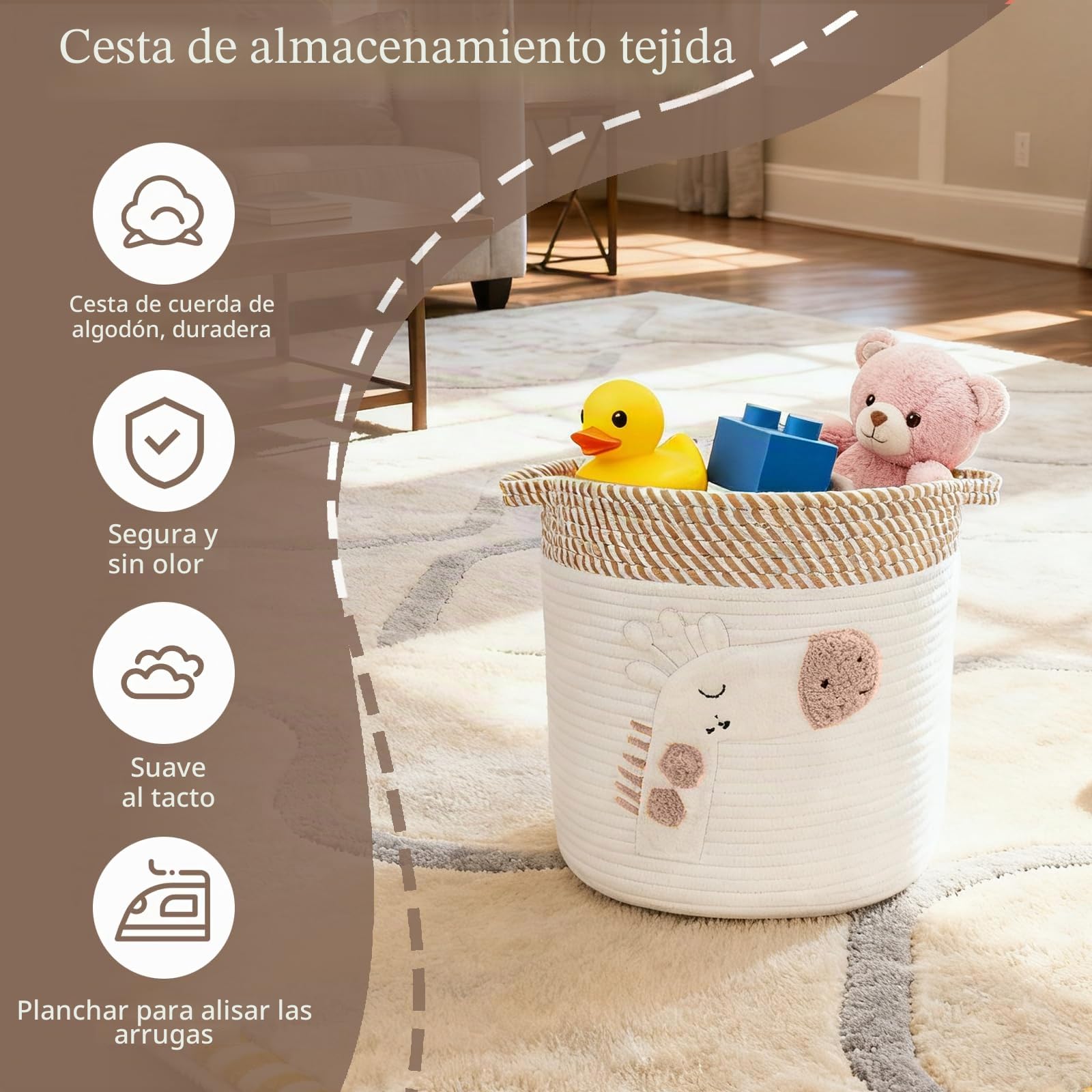 Cestas de Almacenamiento Bebe Cesta para Mantas Salon Cesto | Juguetes Almacenaje Organizadoras Infantiles Decorativas Almacenaje Organizador Pañales Bebé Lavandería