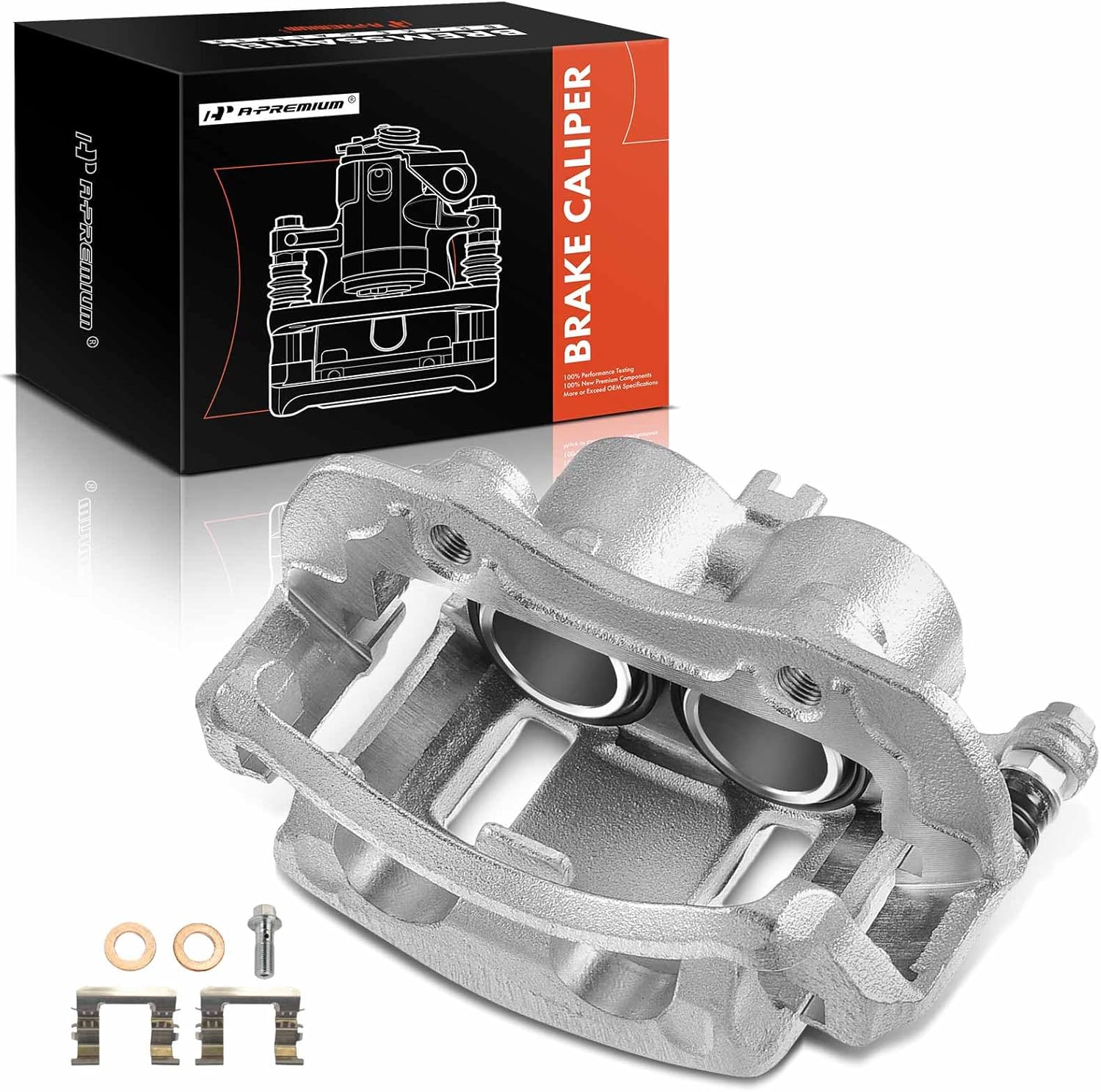 A-Premium Disc Brake Caliper Assembly with Bracket Compatible with Select Nissan Models - Xterra 2000-2004, Frontier 2003-2004, L4 2.4L, V6 3.3L - Front Right Passenger Side