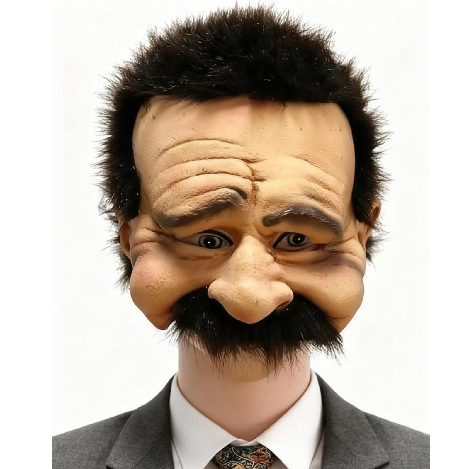 Novelty Cheerful Grin Grandpa Half Head Latex Mask