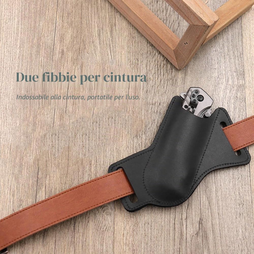 Fodero per coltello pieghevole, custodia per coltello in pelle Fondina per coltello tascabile EDC con passante per cintura per campeggio, escursionismo, alpinismo, avventura all'aria aperta