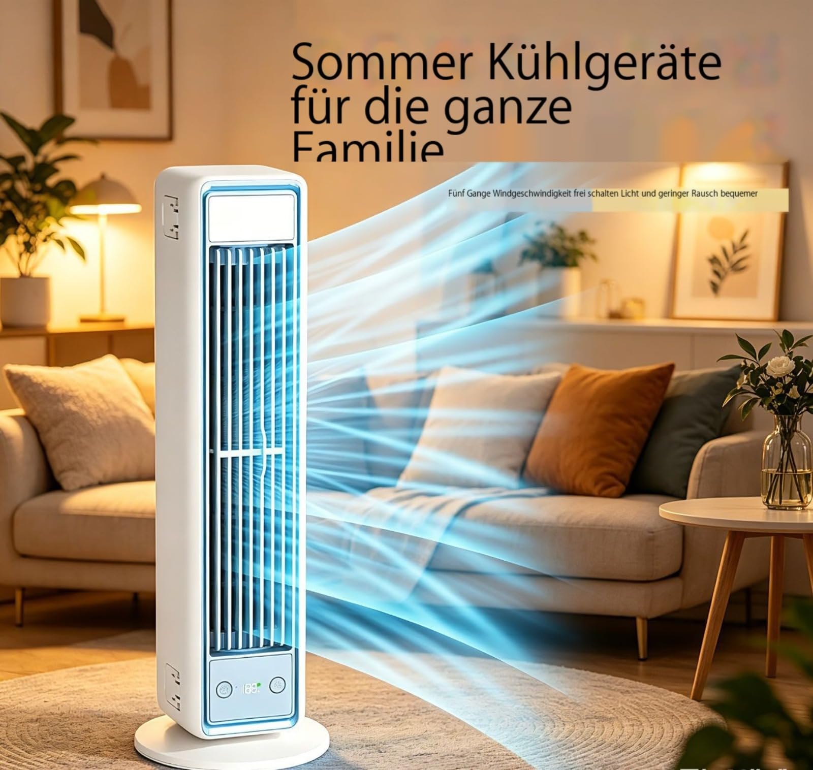 Airzuma - Air Zuma Tragbare Ventilator Original - Verbesserte Version 2026, mit Fernbedienung, Oszillierende Turme (1PCS)
