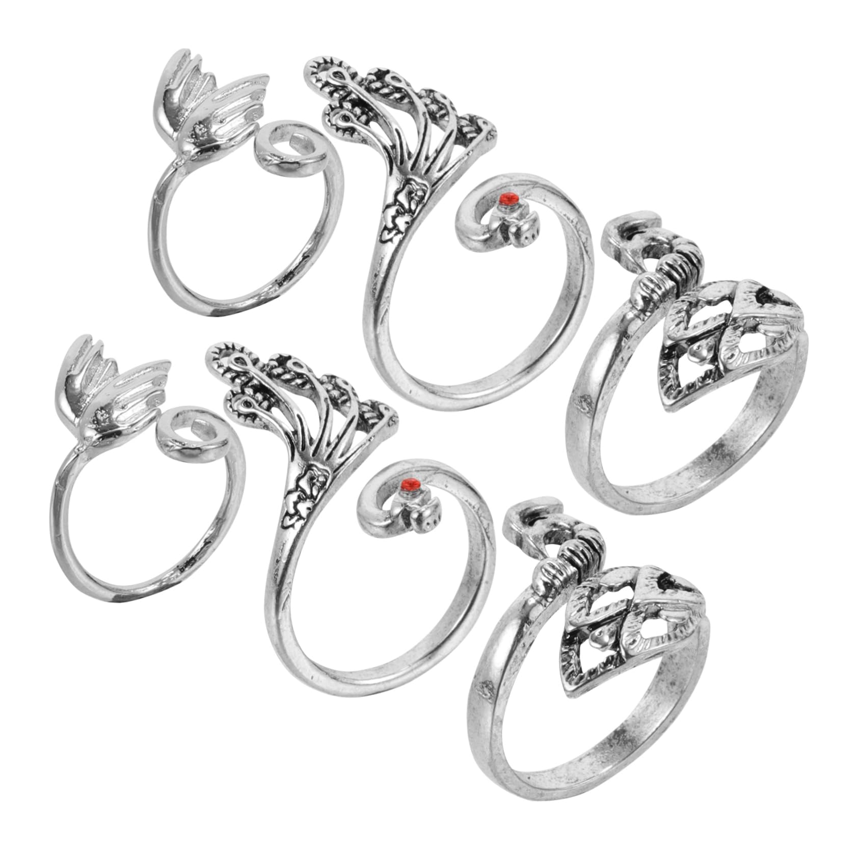 ARTIBETTER 4 Set Anello All'uncinetto Punti Segnali Stitch Anelli Cucire Anelli A Maglia Segnapunti All'uncinetto Anelli Di Tensione Per Uncinetto Anelli Decorativi Metallo Argento 6 Pezzi*4