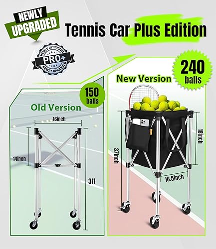 Miniatura 7 de Carrito de tenis profesional con ruedas silenciosas de poliuretano  2 opciones de capacidad (150240 bolas)  Almacenamiento resistente, ligero y