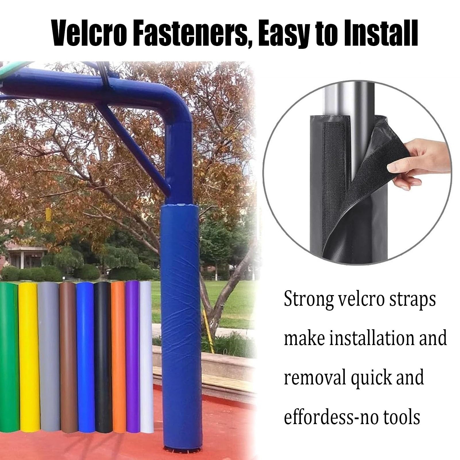 Genérico Acolchado Resistente para Postes de Aros de Baloncesto - Protección para columnas de Garaje, de 1,2 a 2,4 Metros de Altura, Ideal para gimnasios, canchas y Parques, Almohadilla Acolchada par