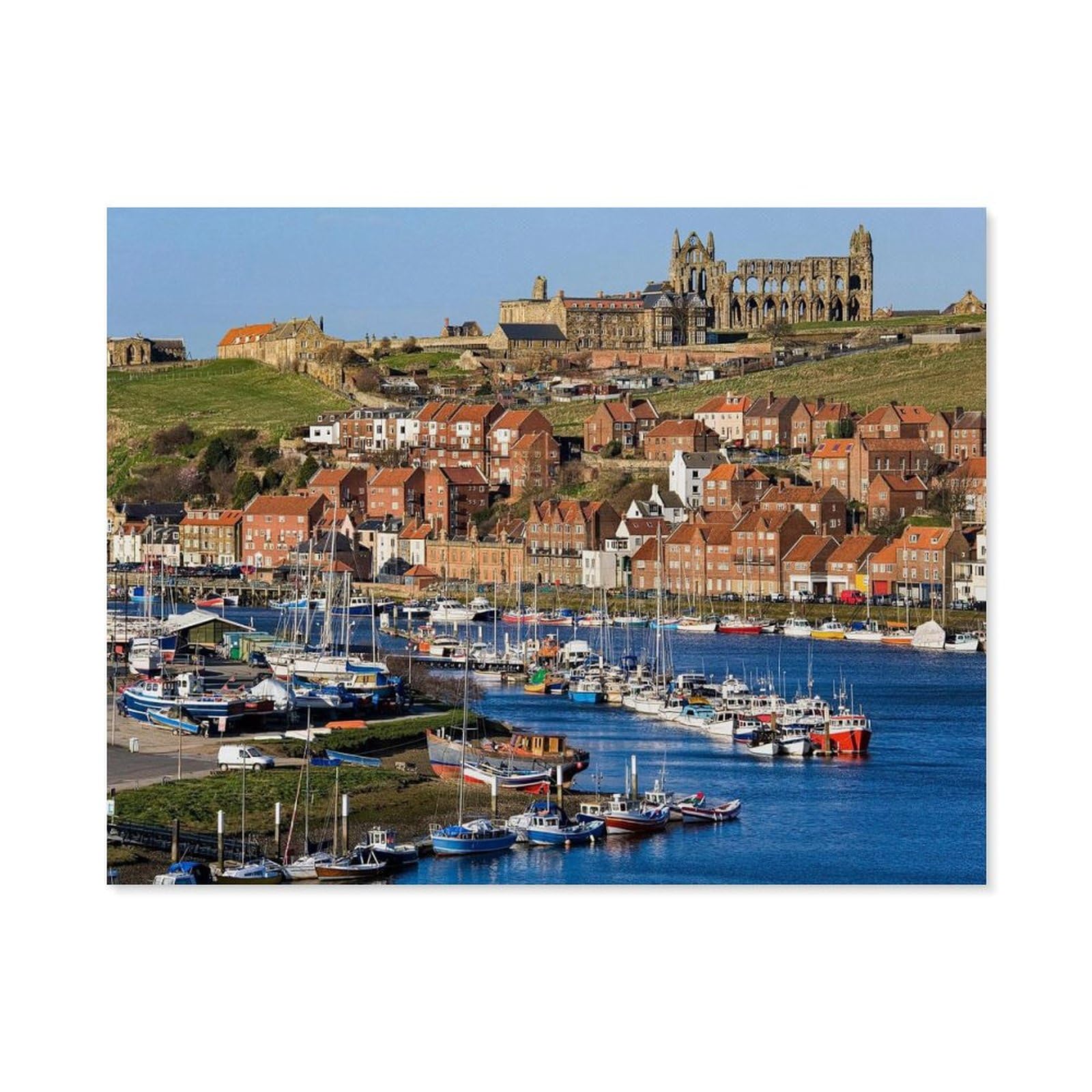 Gsbrsnts A9 5D Diy Diamond Painting Kit，Whitby Abbey Ruins，Round Resin Diamond Cross Stitch, Home Decoration Gift(40 X 50 Cm/15.74 X 19.68 Inches)-B86