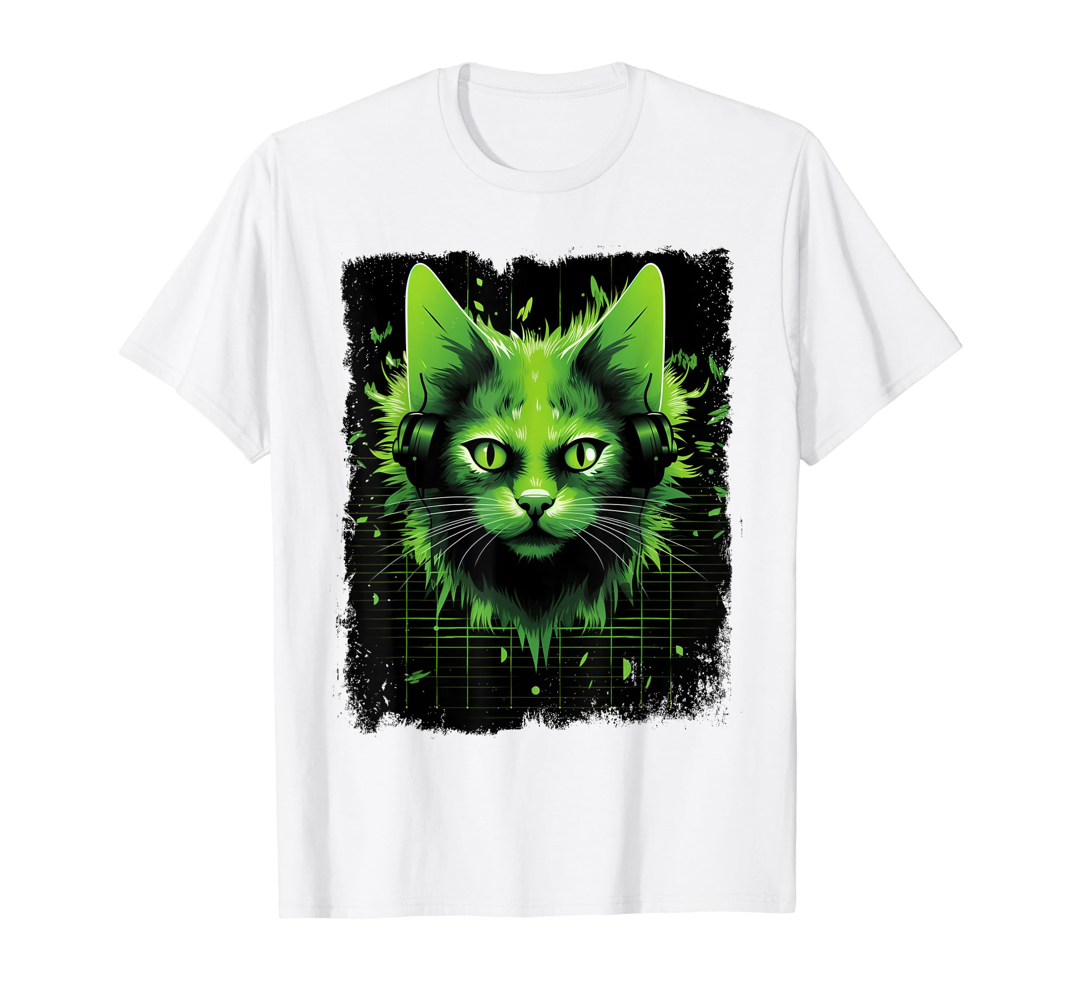 Amazon | ファンタジーカラー猫 グリーンネコ動物 かわいい猫 Tシャツ