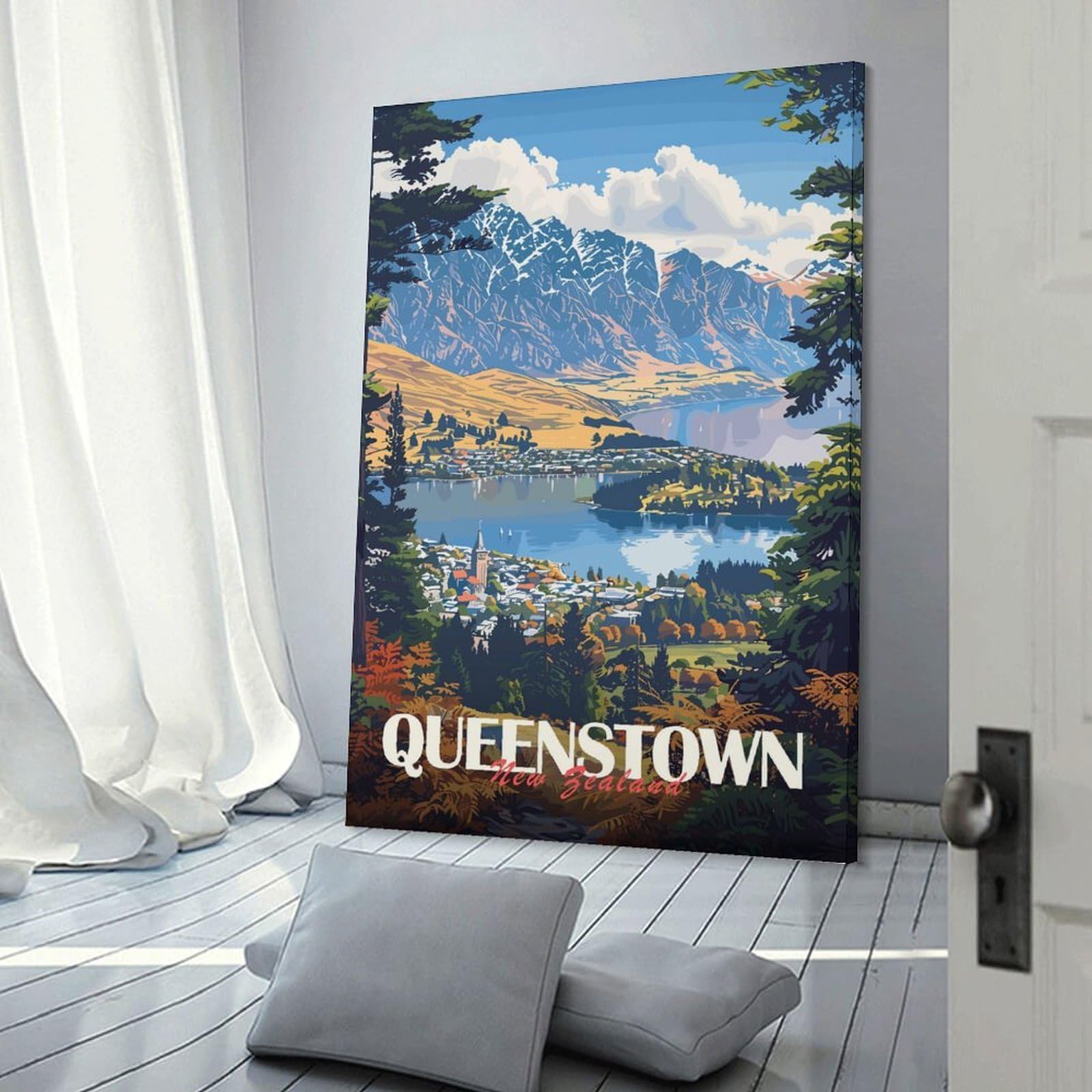 Junmoney Room Decor Wall Art Queenstown, New Zealand(3), 24x36inch(60x90cm), for Gallery Wall Decor And Room Displays, An Easy Match for Collected Prints