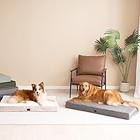 Vista 7 de EHEYCIGA Camas ortopédicas XL para perros extra grandes con funda extraíble lavable para jaula, gris claro, 41 x 27 pulgadas
