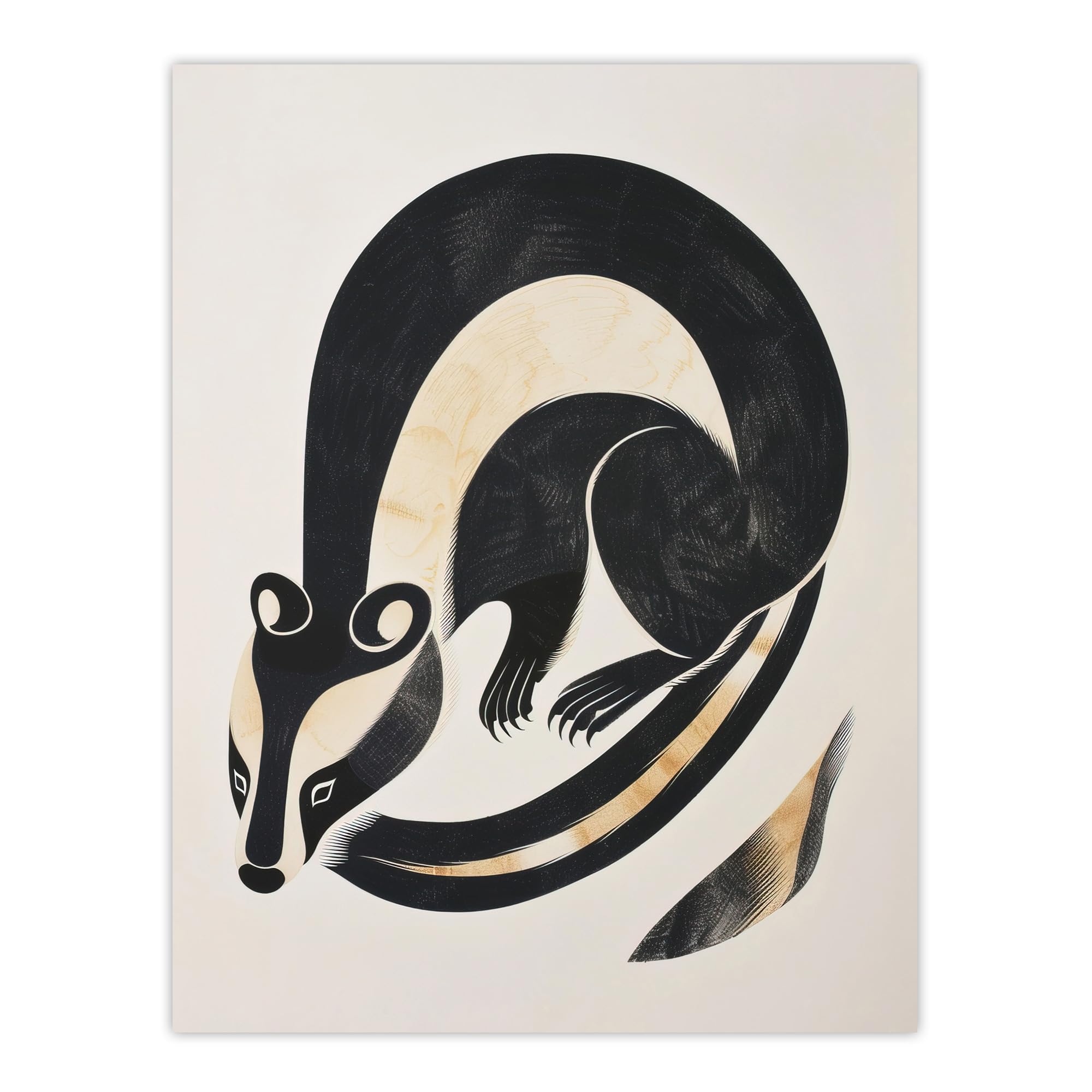 Artery8 Badger Inuit Art Style Animal Painting Living Room Extra Large XL Wall Art Poster Print