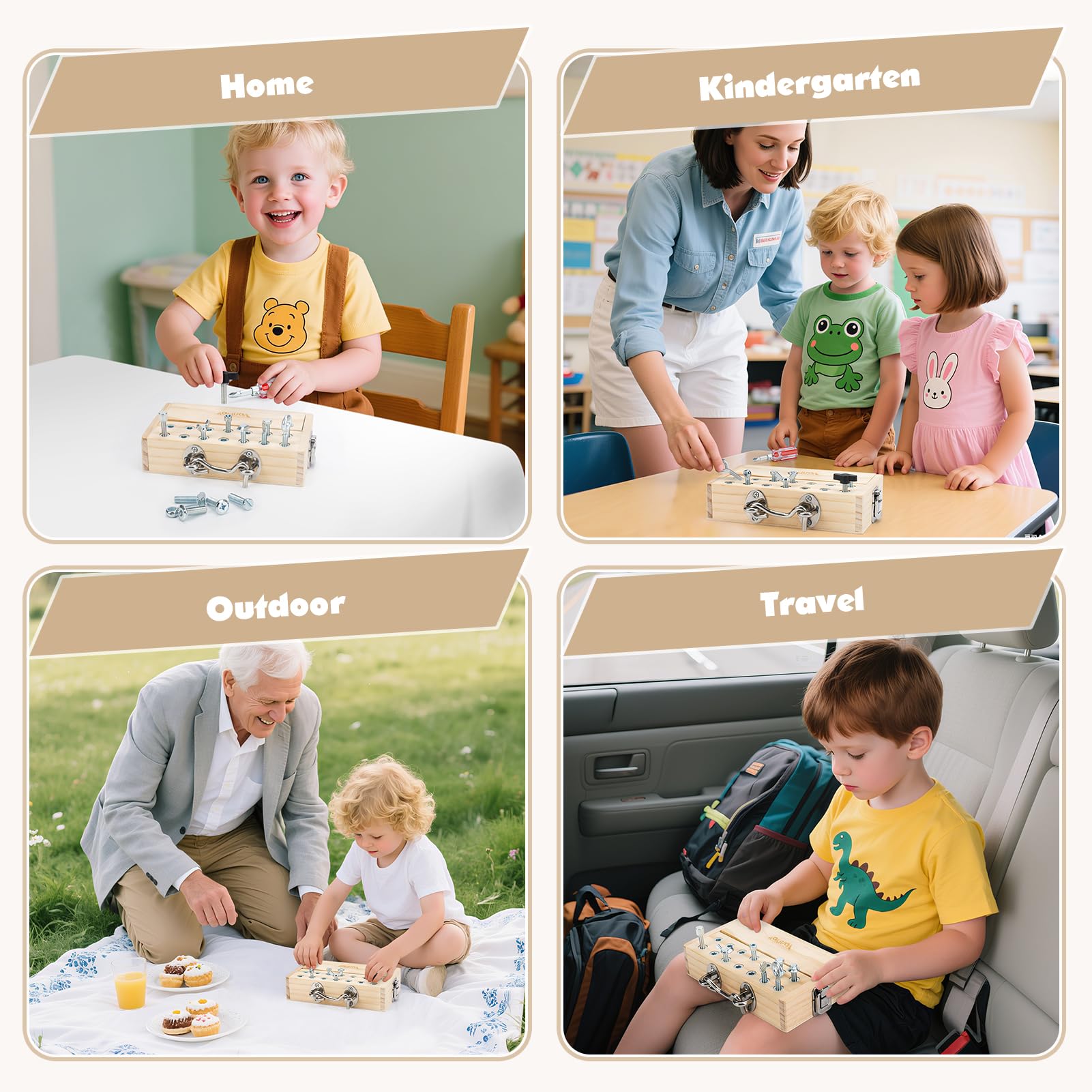Vanplay Montessori Toys for 3 4 5 Year Olds, Montessori Screwdriver Board Set including Lock and Key - Image 4