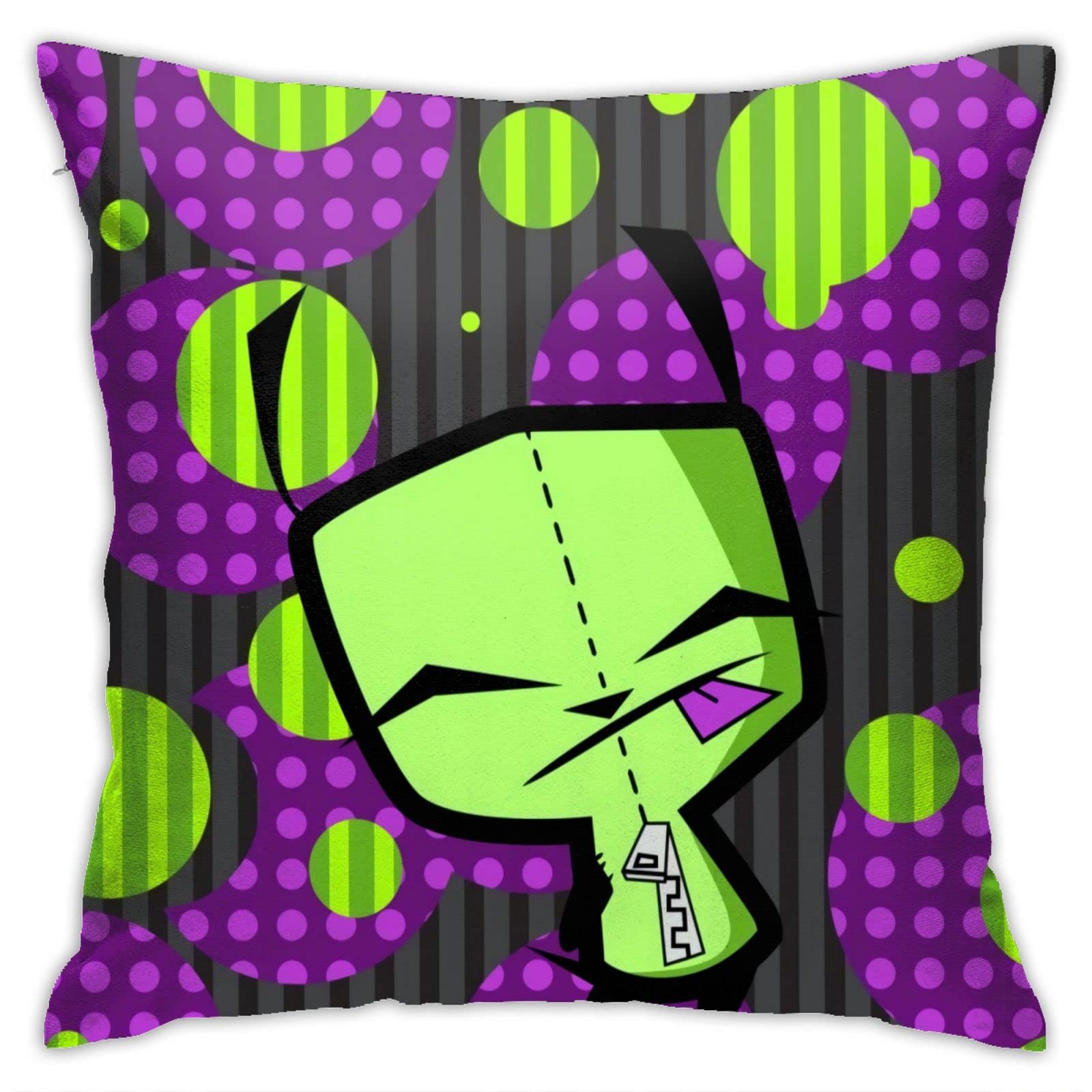 CONPELSON Pillowcase Invader Anime Zim Throw Pillow Cover Pillow Case Soft Plush Cushion Case for Sofa Bed Car Home Decor 18 × 18 inch