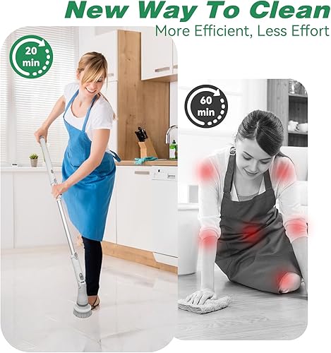Miniatura 5 de Limpiador giratorio eléctrico, cabezal de limpieza inalámbrico con 6 cepillos reemplazables, giratorio de 90, ideal para pisos, ventanas,