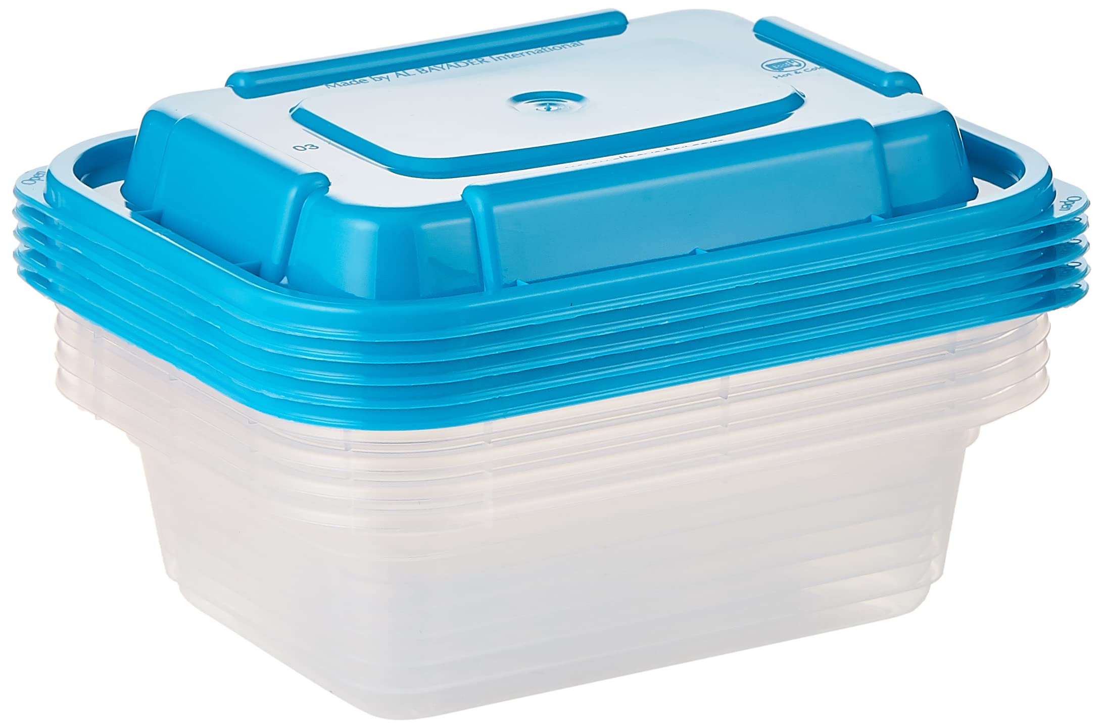 Fun Plastic Transparent Container with Turquoise Lid Storage Set 350ml, 5 Boxes Meal prep containers Plastic Containers, Leak Proof, Freezer Microwave & Dishwasher Safe Kitchen Organizers (Pack of 5)