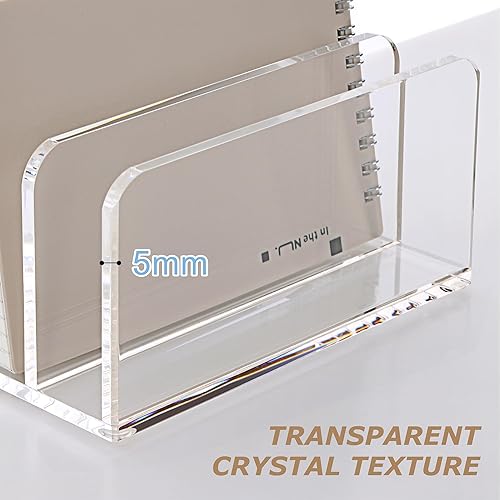 Miniatura 6 de SANRUI Organizador de archivos de escritorio de acrílico, 5 verticales transparentes clasificadores de correos de escritorio para documentos,